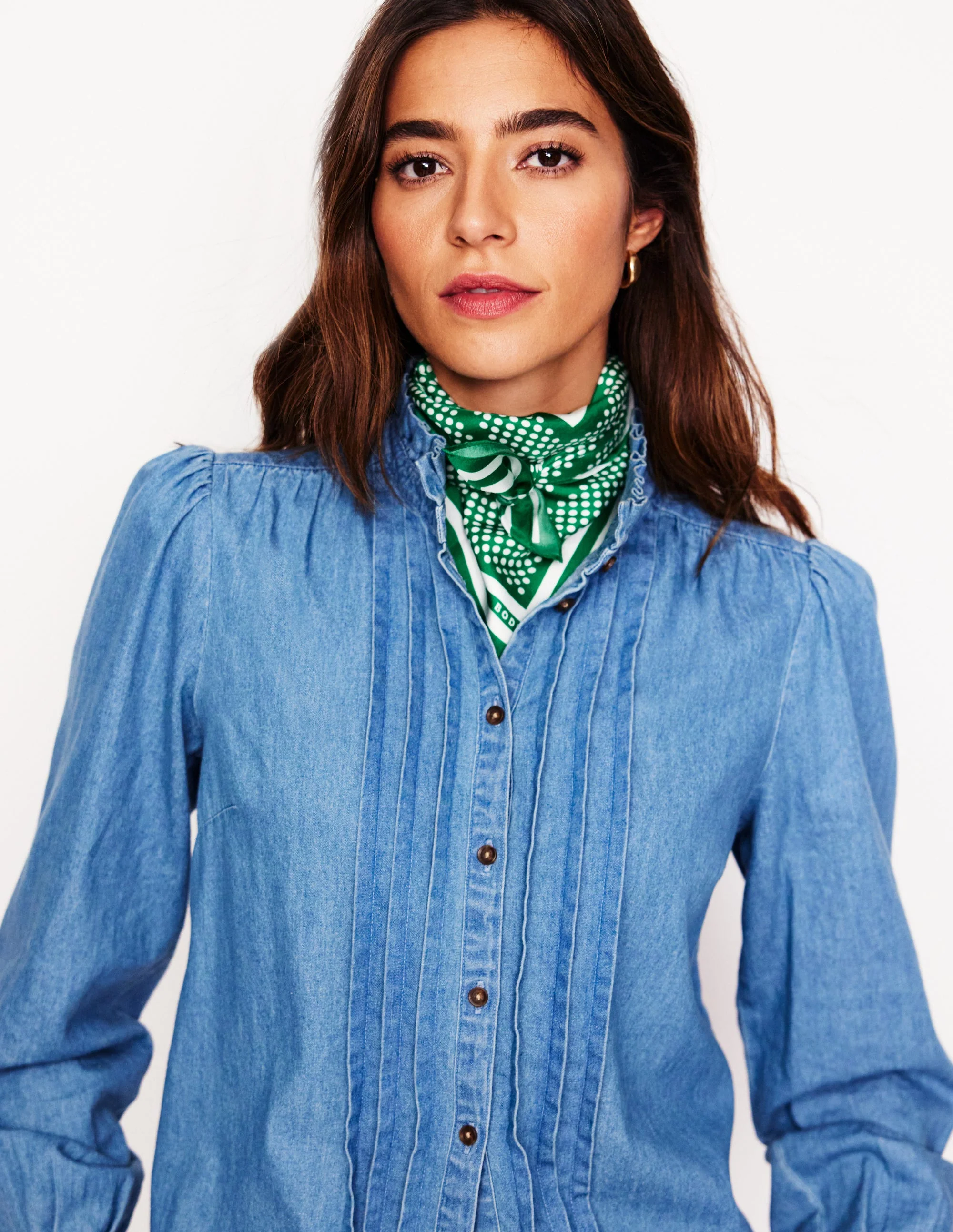 Elisabeth Silk Square Scarf-Rich Emerald, Border Spot - Image 3