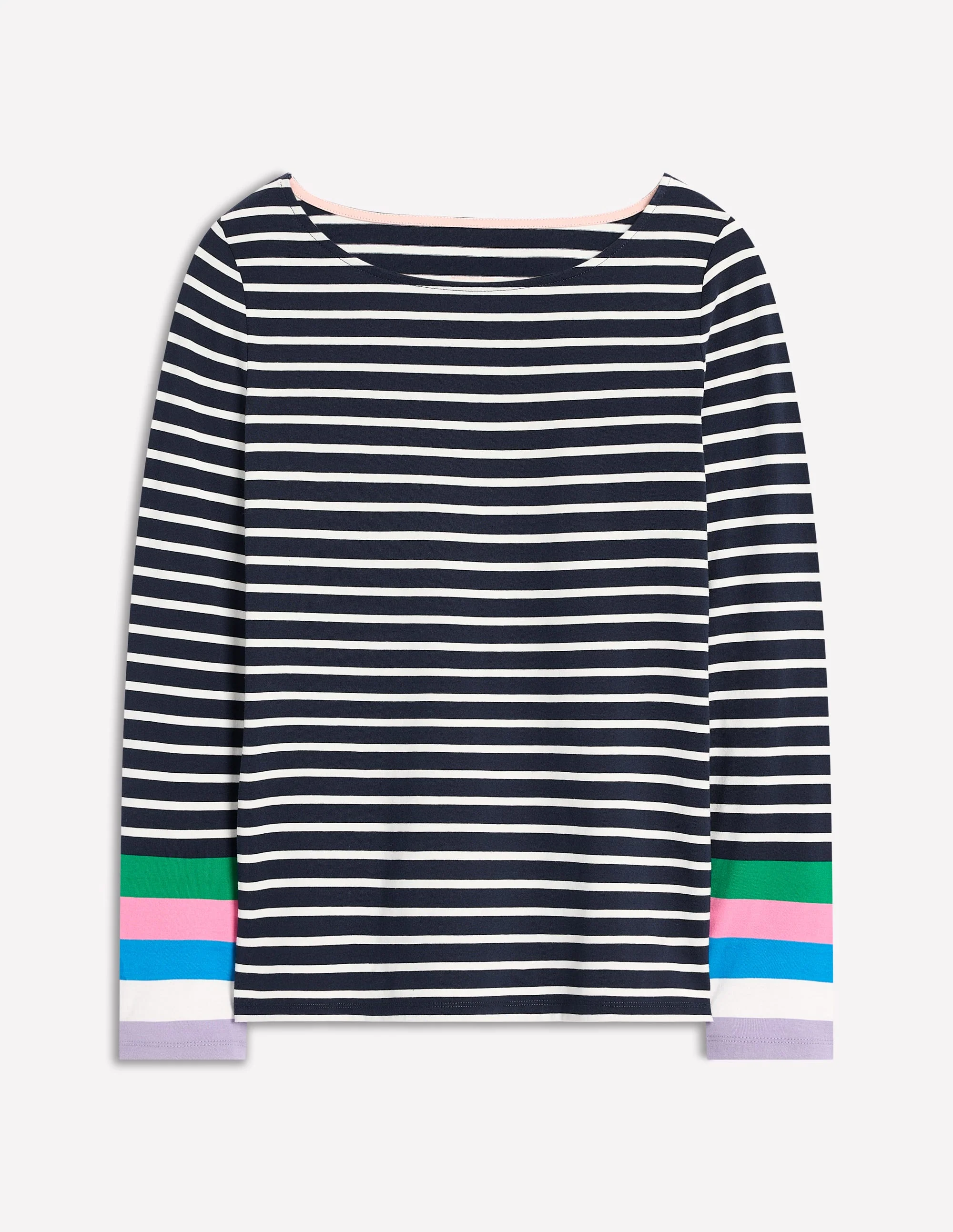 Ella Long Sleeve Breton-Navy Multi Cuff - Image 5