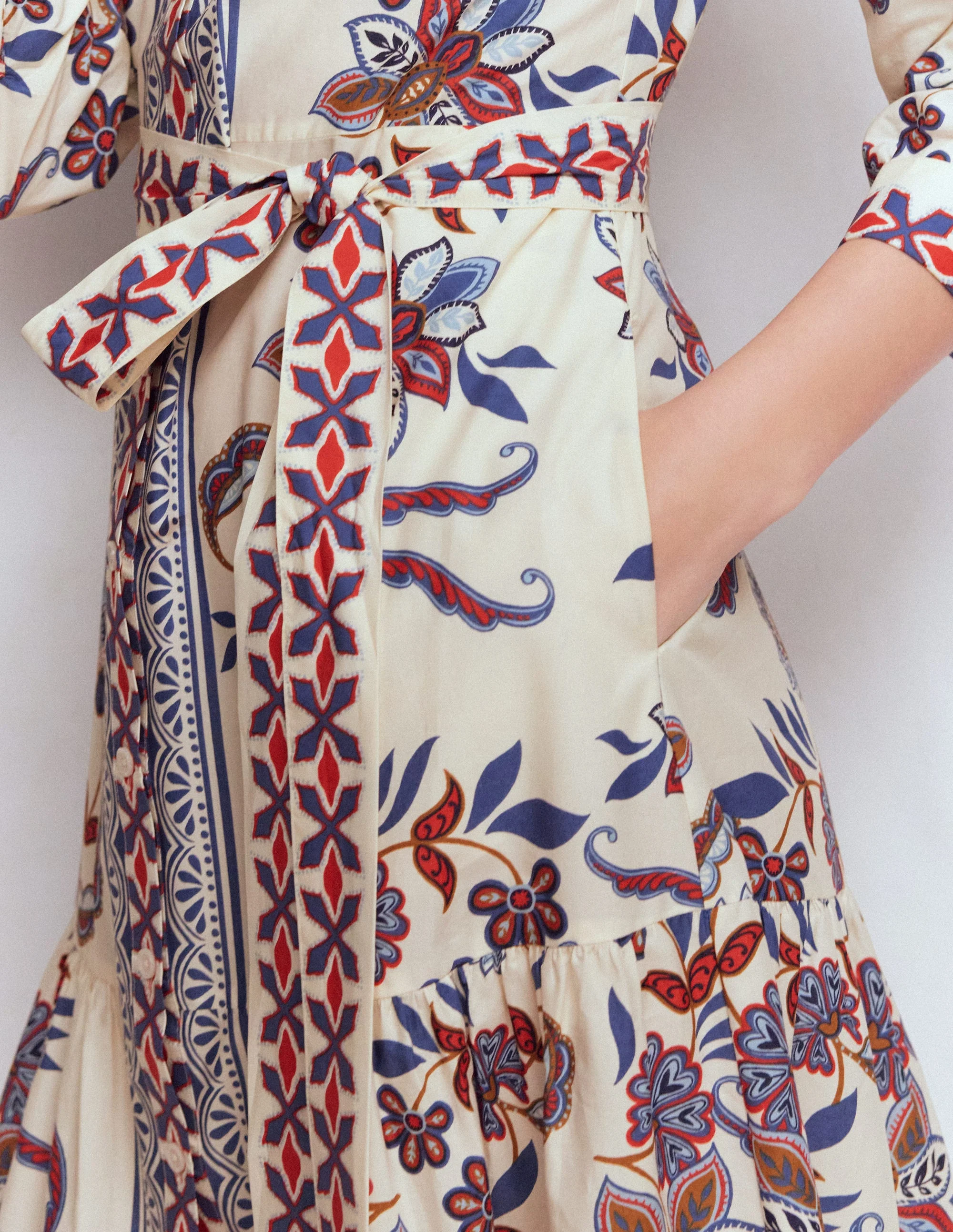 Ellie Cotton Maxi Shirt Dress-Elegant Blossom Placement - Image 2