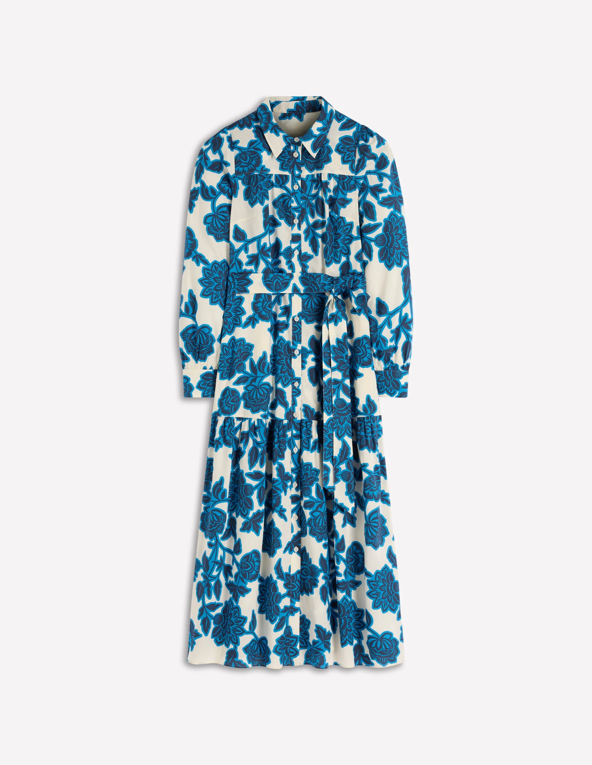 Ellie Cotton Maxi Shirt Dress-Ivory Floral Frenzy - Image 5