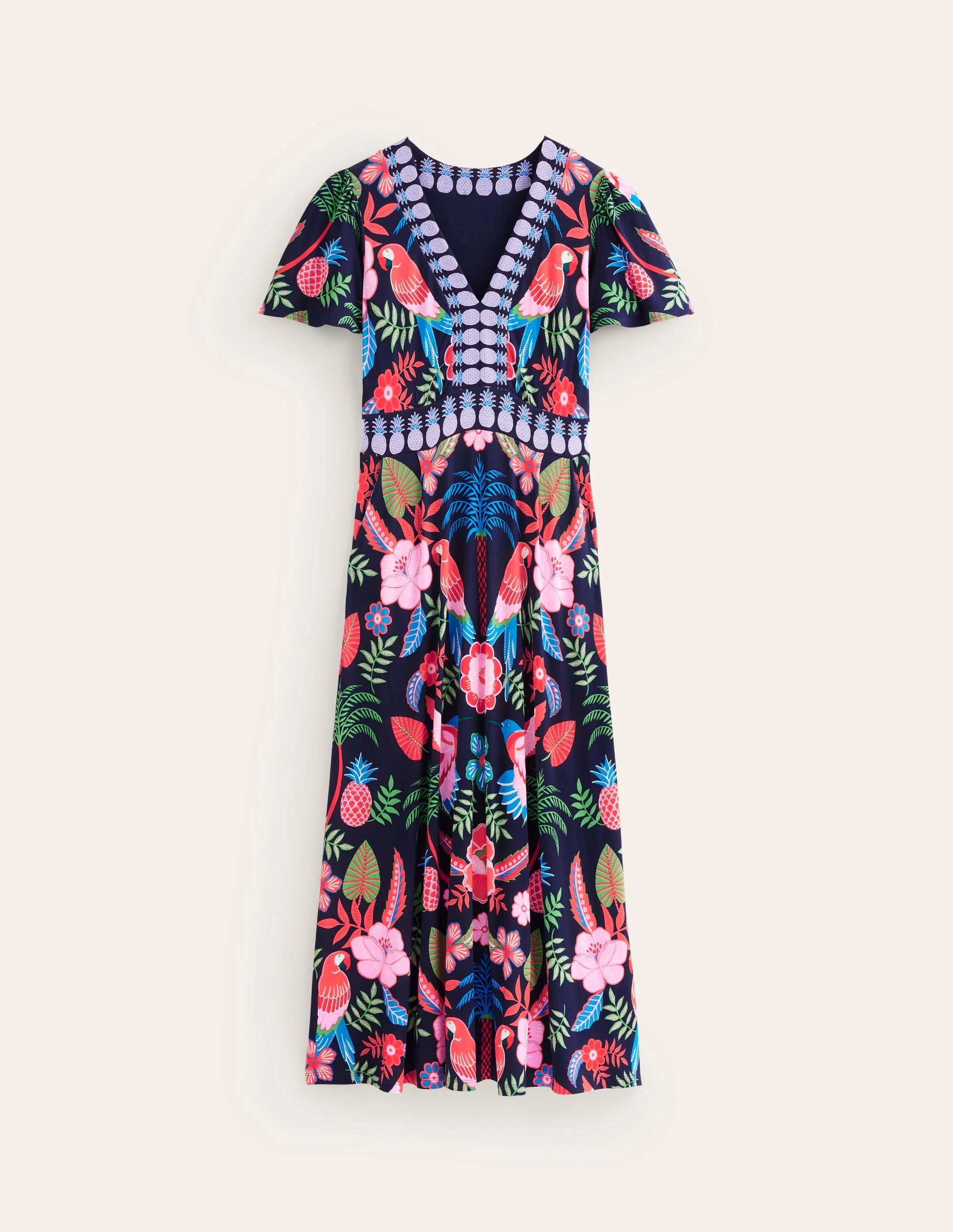 Ellie Flutter Maxi Tea Dress-Multi, Tropic Parrot - Image 6