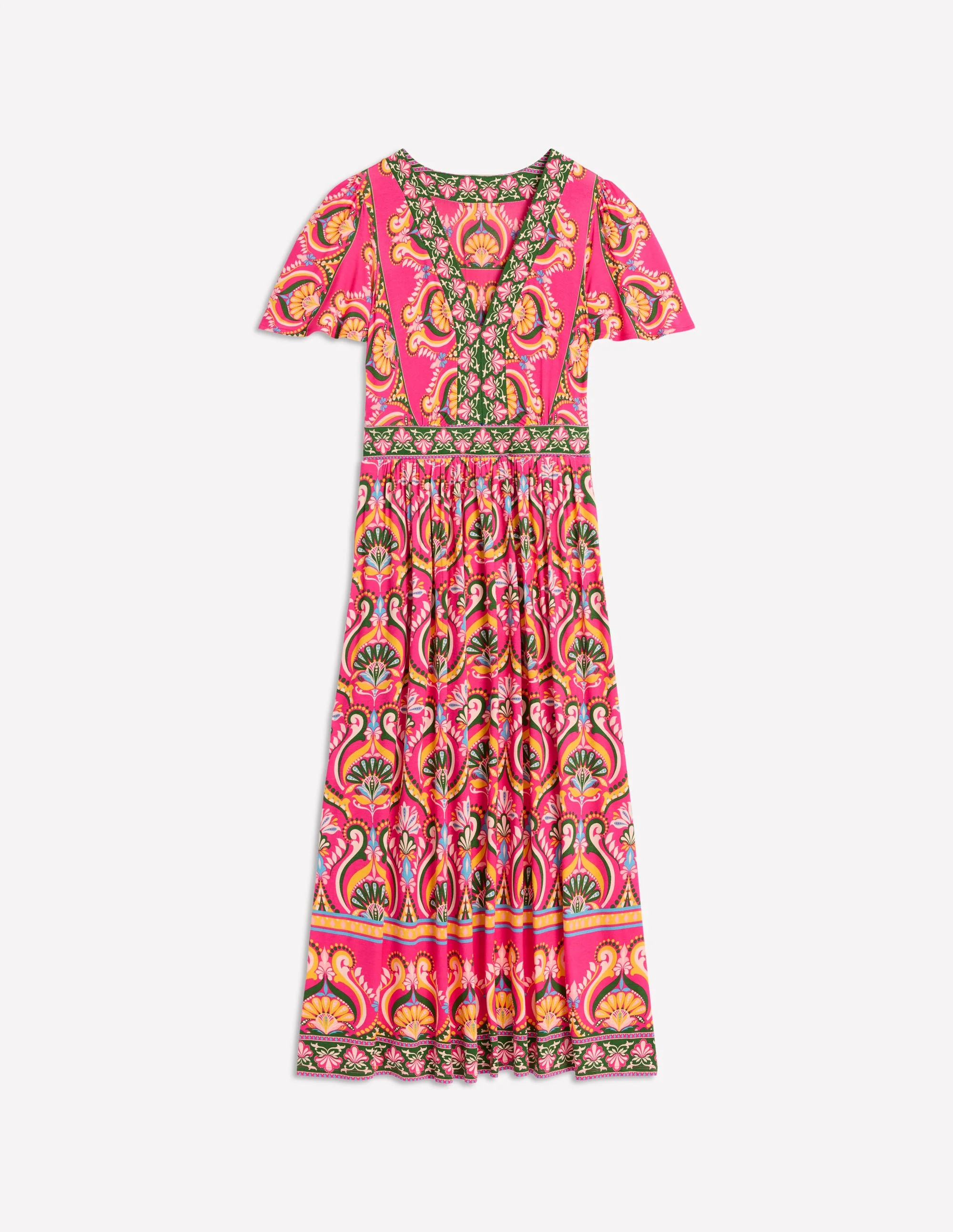 Ellie Flutter Maxi Tea Dress-Pink Peony, Ornamental Floral - Image 6