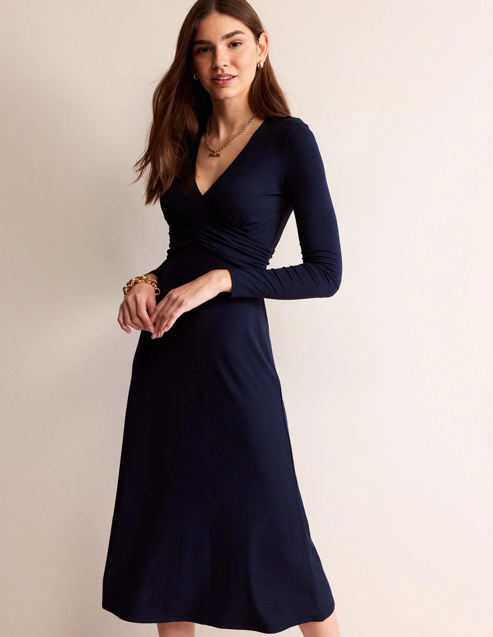 Elodie Empire Midi Dress-Navy - Image 4