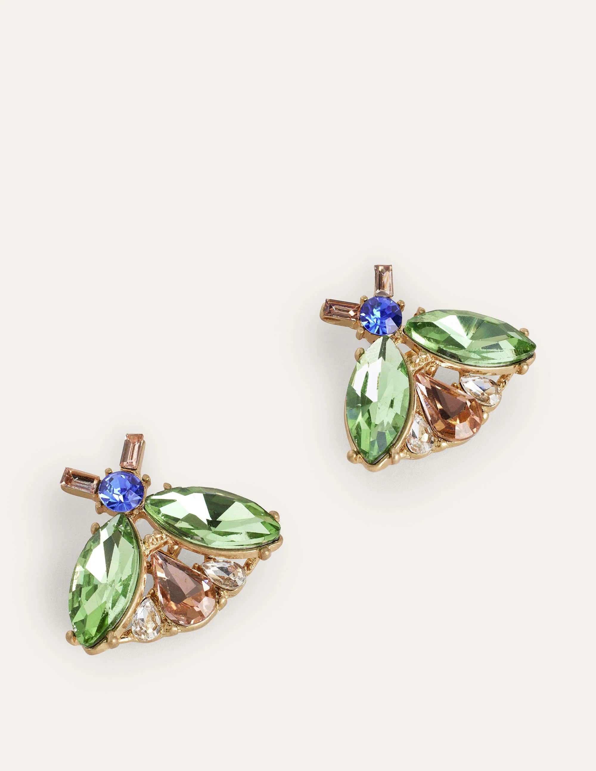 Embellished Bee Stud Earrings-Pink & Green - Image 2