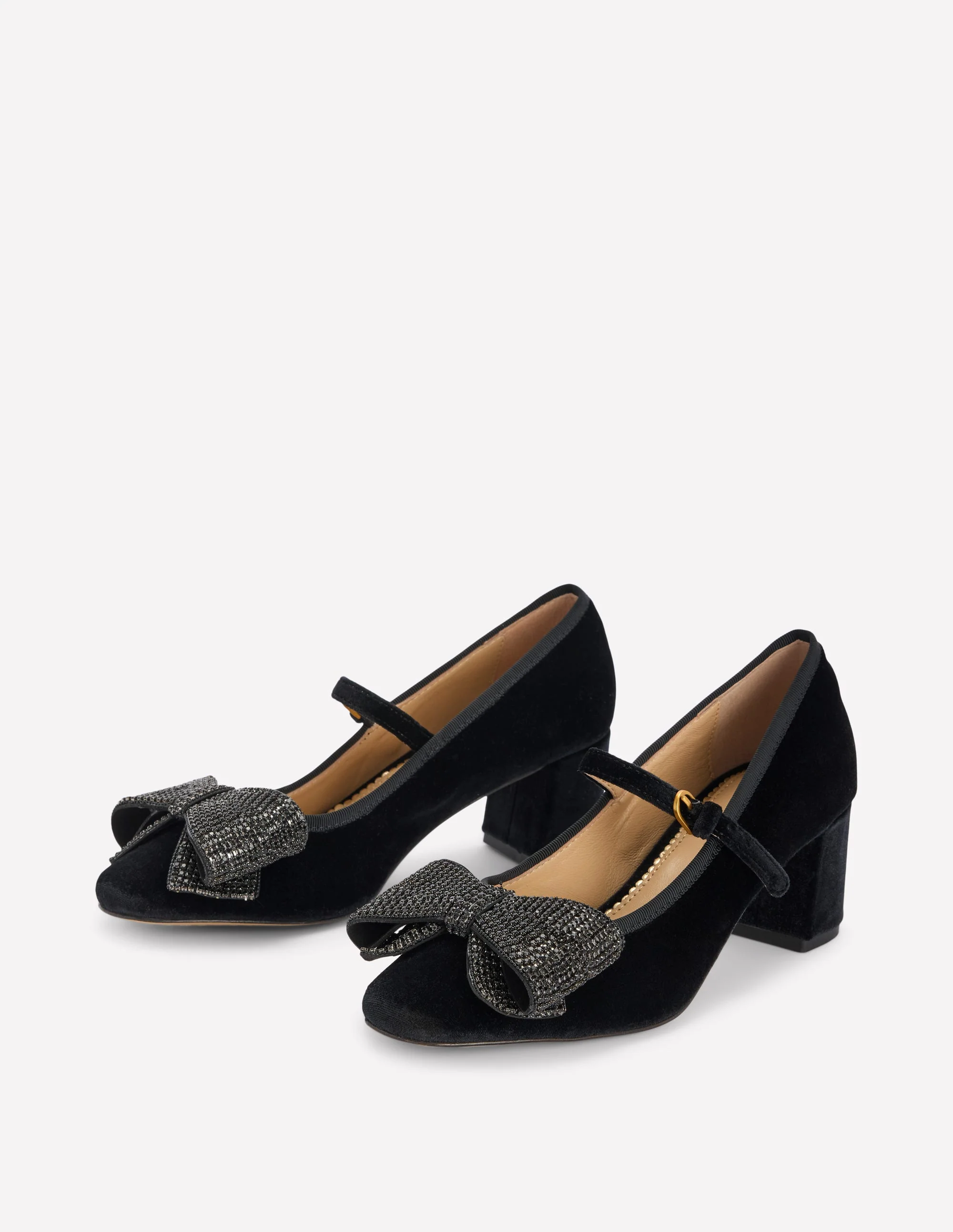 Embellished Bow Block Heels-Black - Image 4