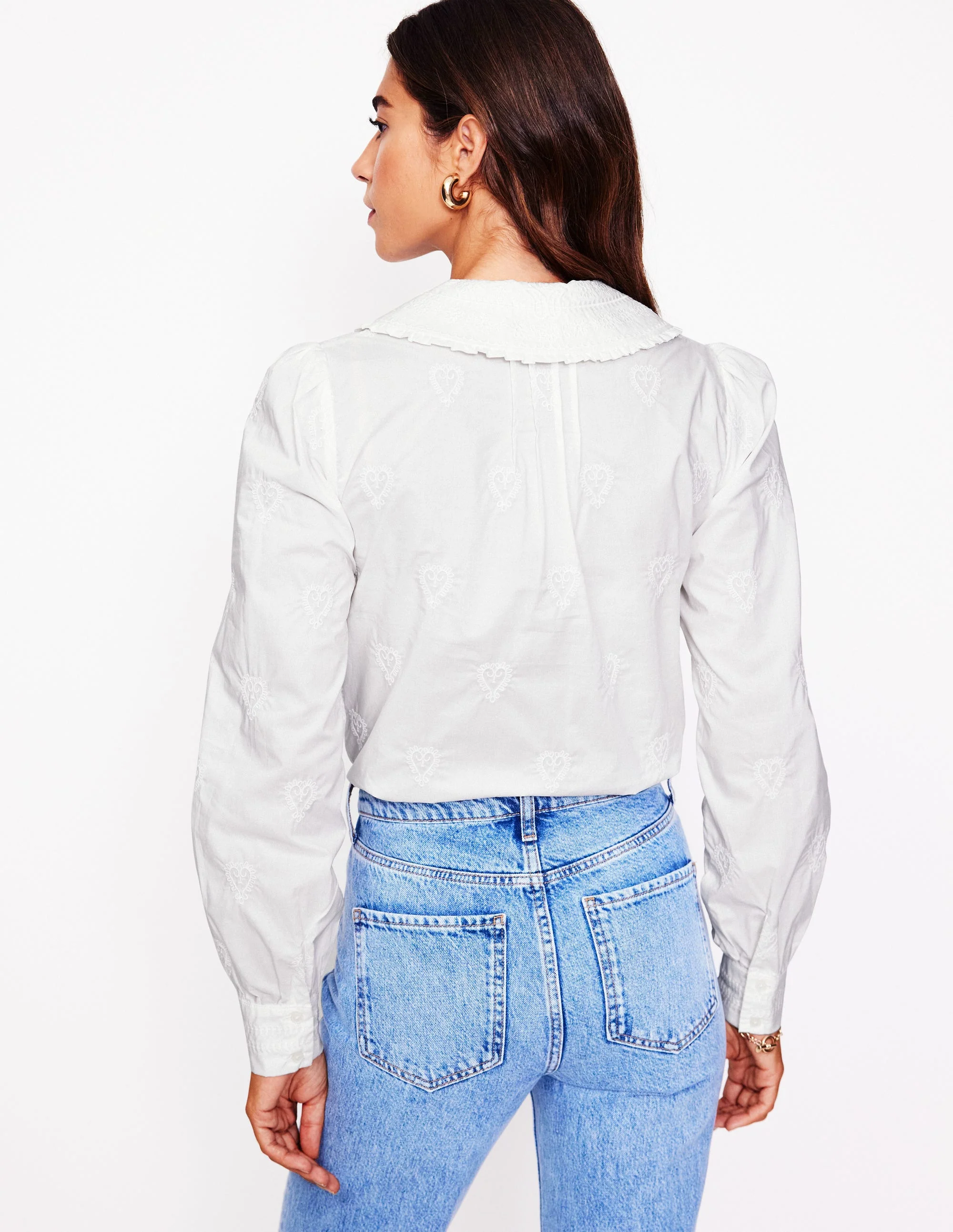 Embroidered Collar Blouse-White - Image 3