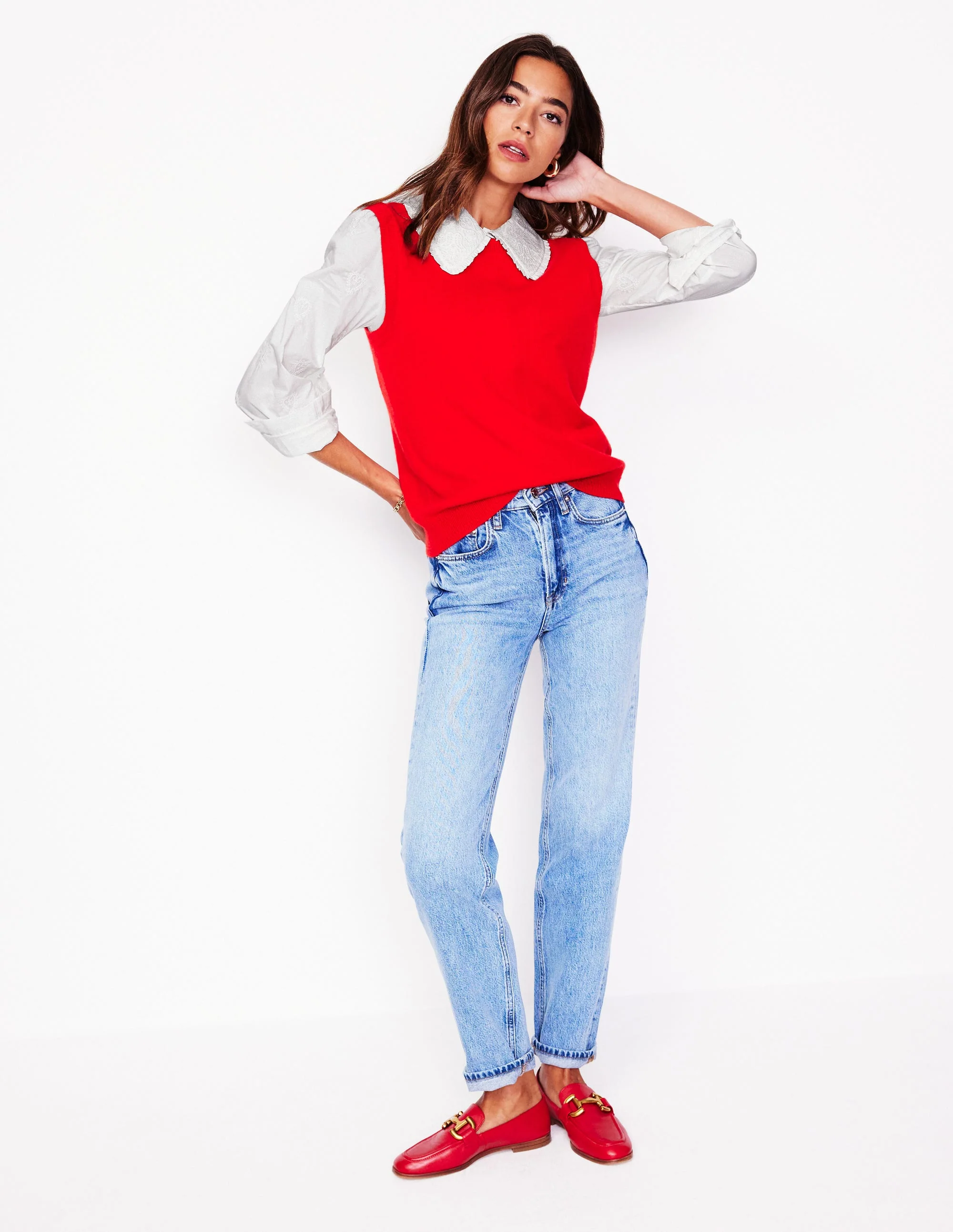 Embroidered Collar Blouse-White - Image 4