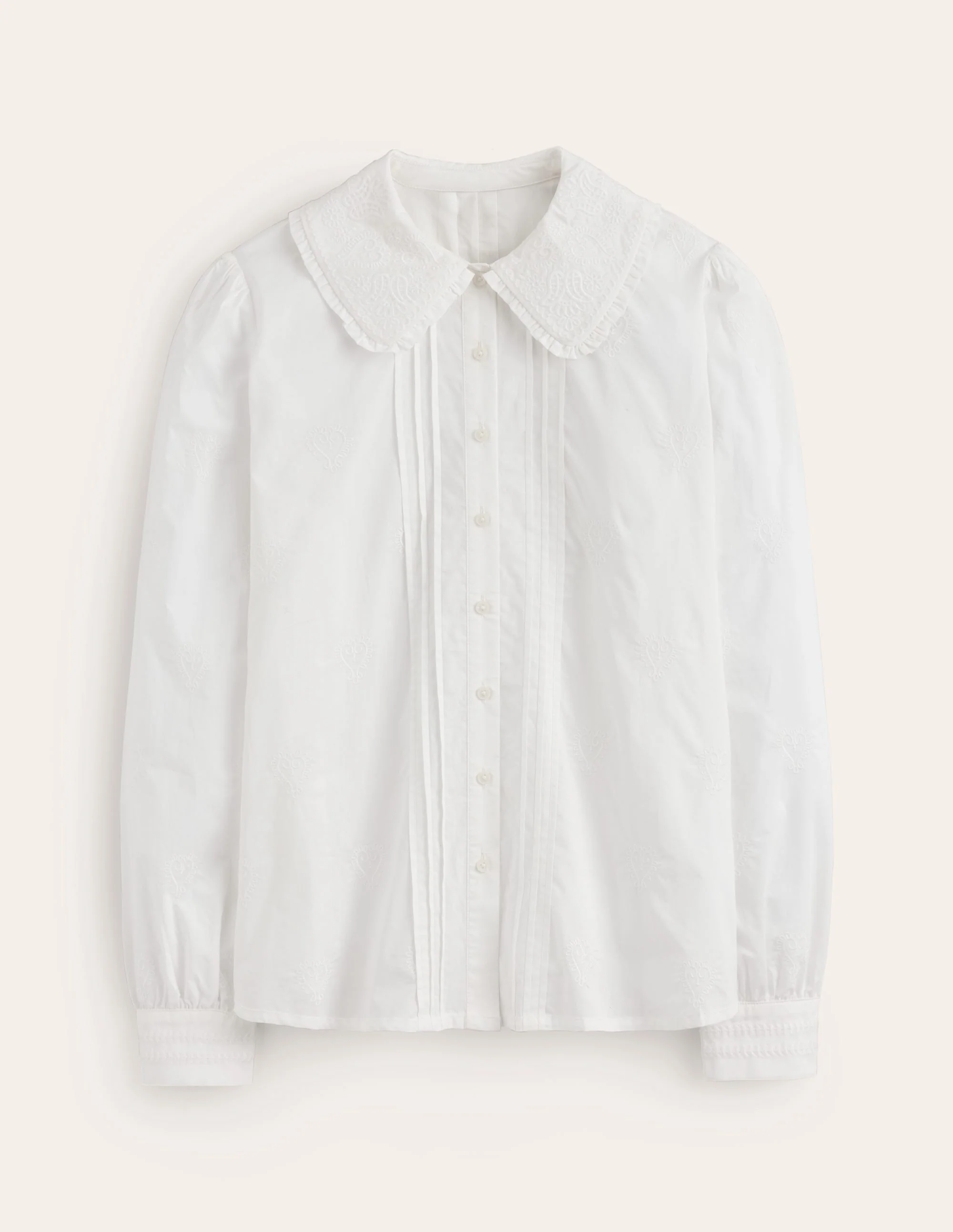 Embroidered Collar Blouse-White - Image 5