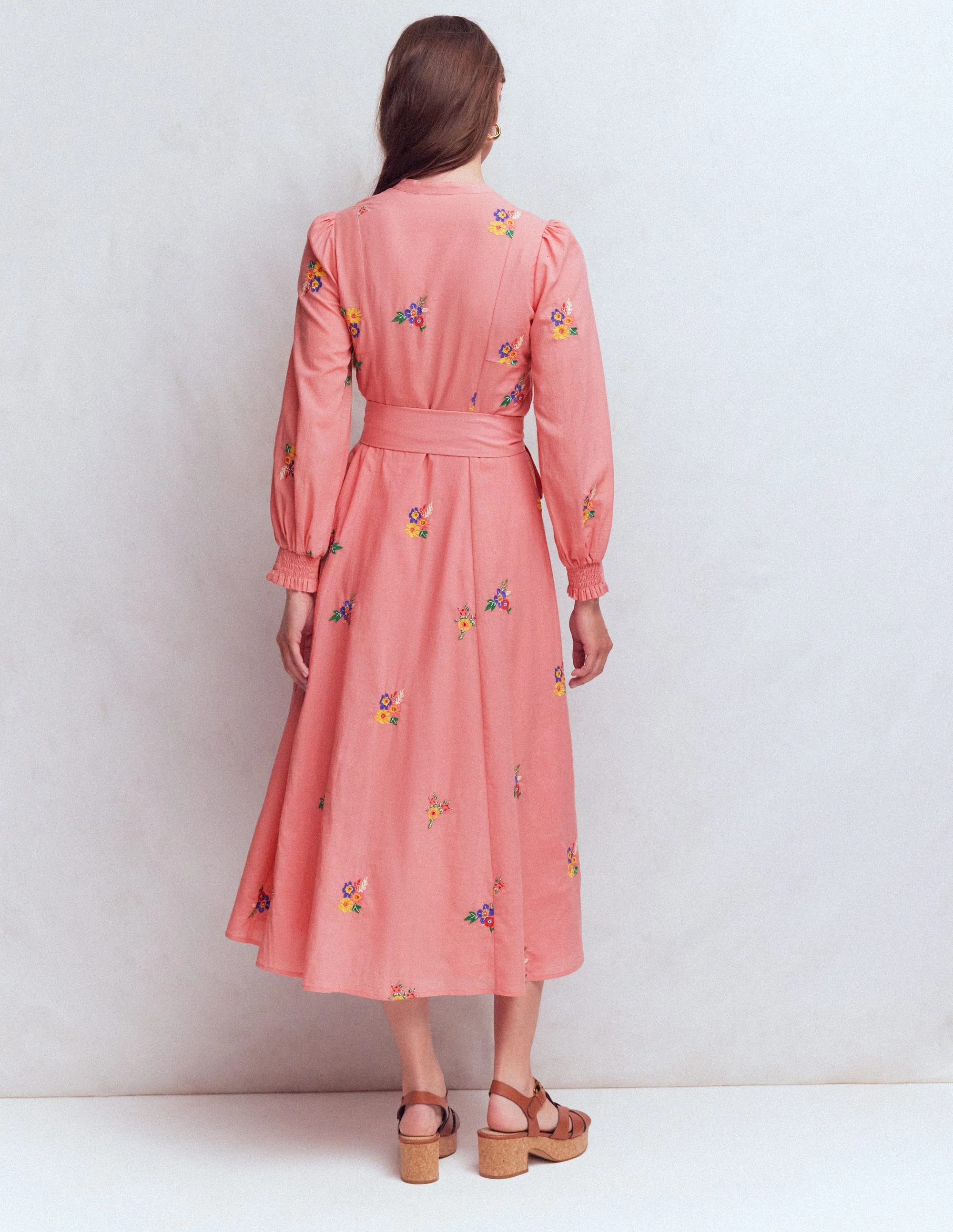 Embroidered Shirt Dress-Pink Embroidery - Image 4