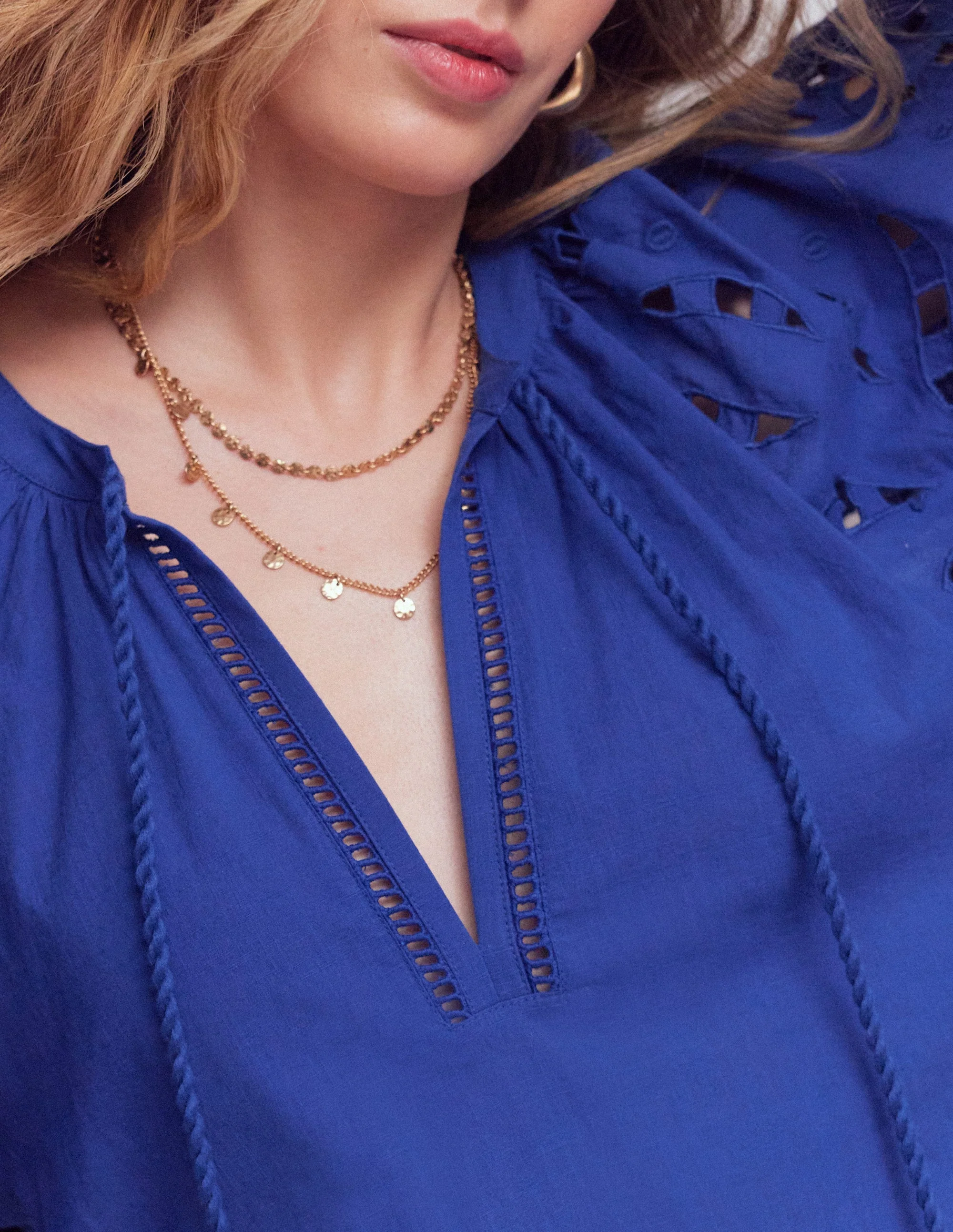 Embroidered Sleeve Kaftan-Blue Embroidery - Image 2