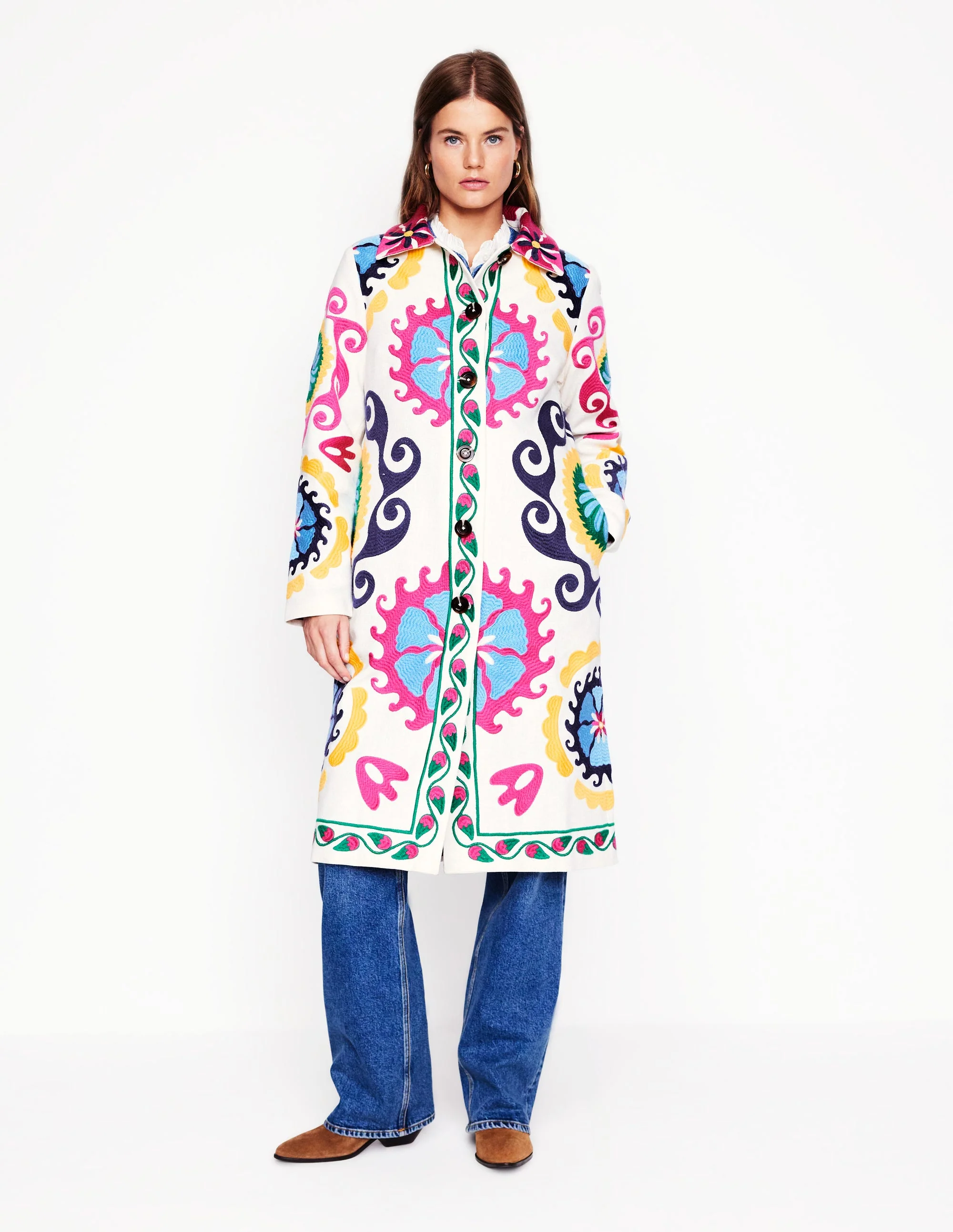 Embroidered Souvenir Coat-Multi, Ornamental Wave - Image 6