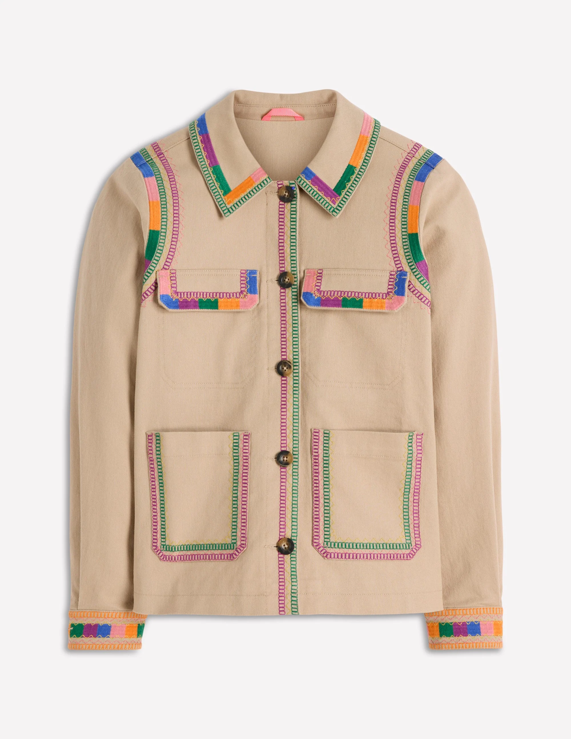 Embroidered Utility Jacket-Camel - Image 5