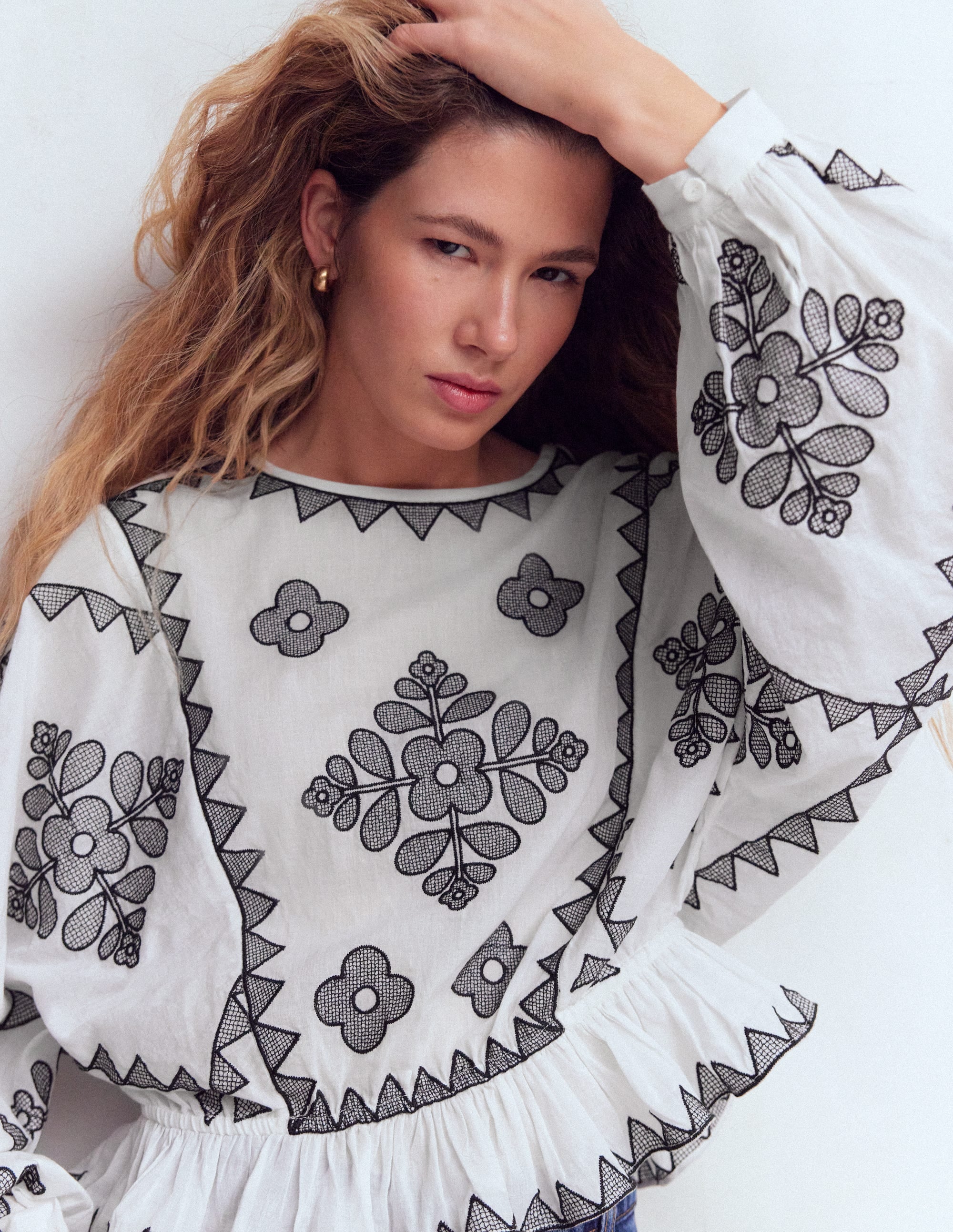 Embroidered Vacation Top-Ivory - Image 2