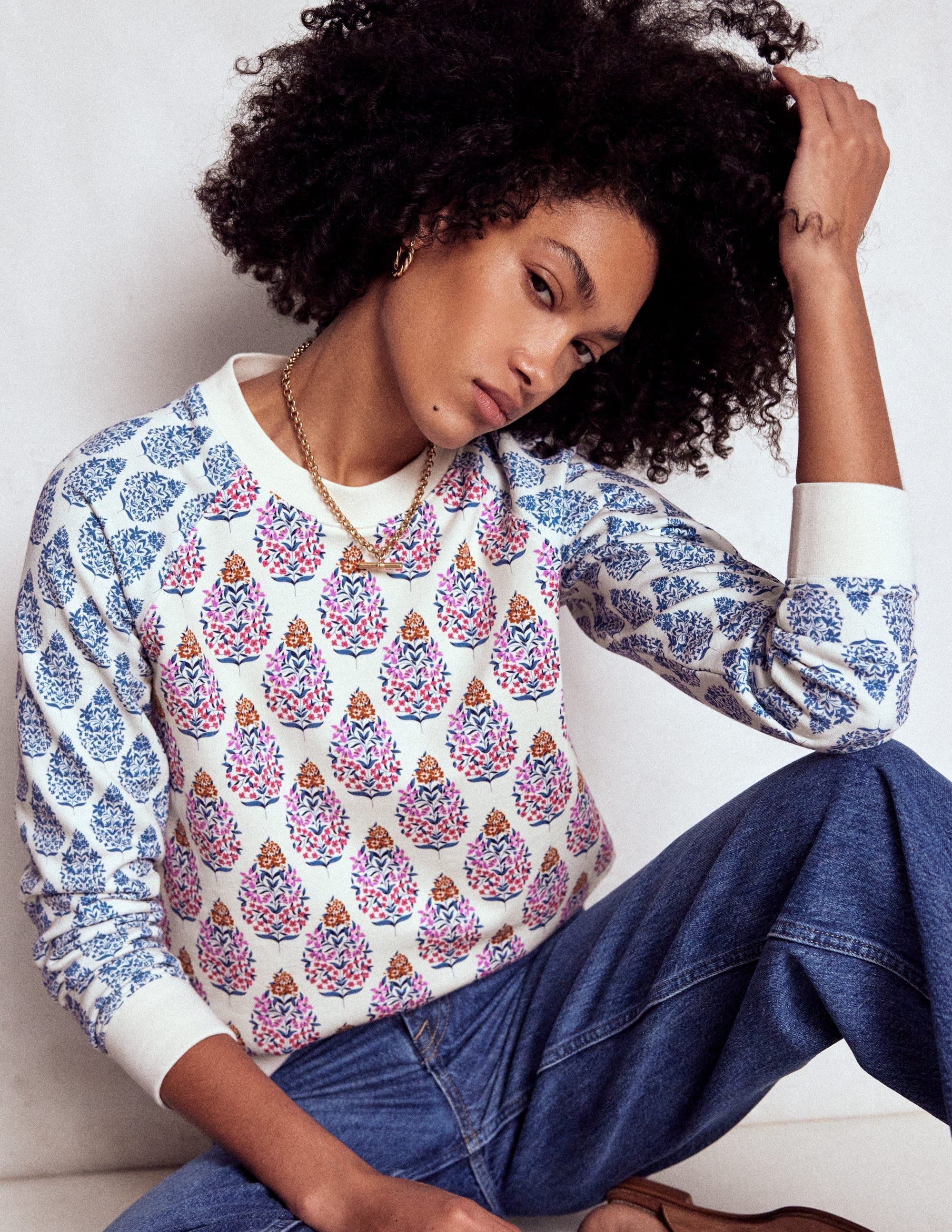 Emi Printed Sweatshirt-Multi, Wildflower Bouquet