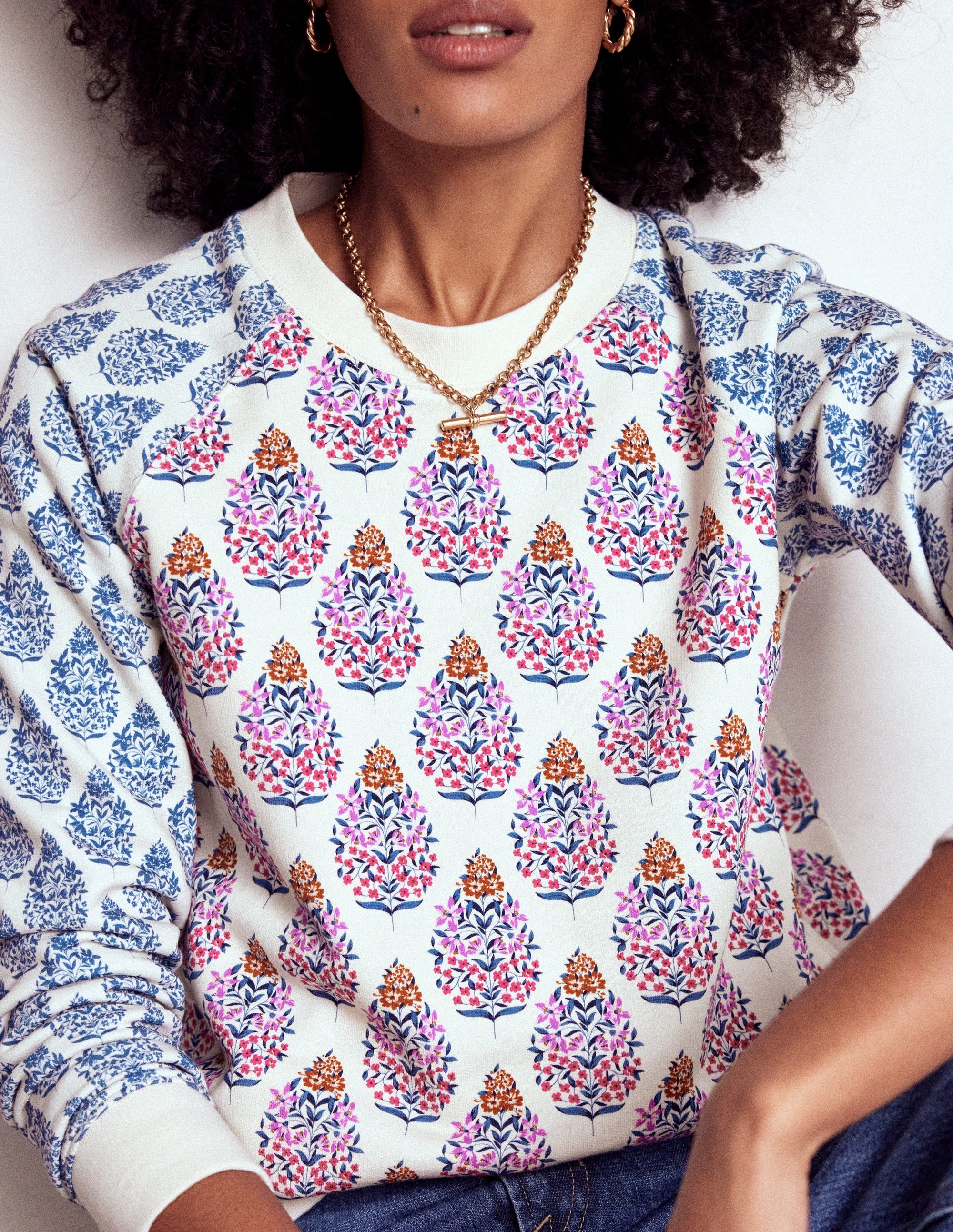 Emi Printed Sweatshirt-Multi, Wildflower Bouquet - Image 2