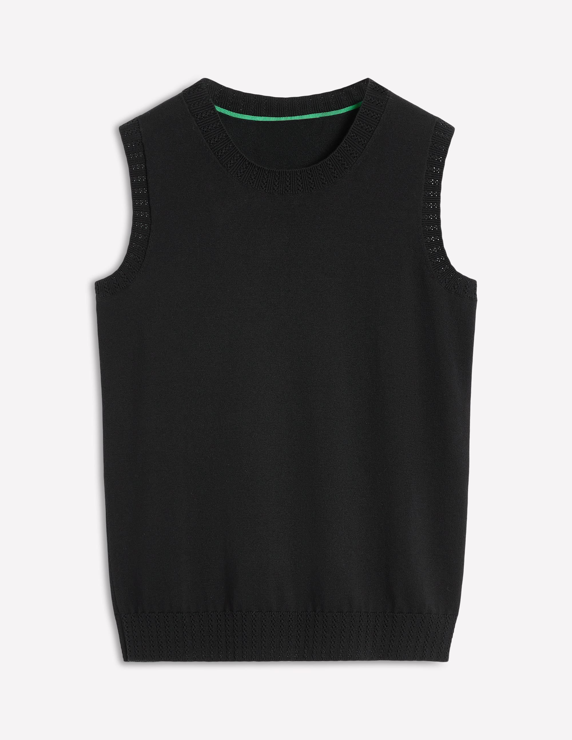 Emilia Cotton Crew Neck Vest-Black - Image 6