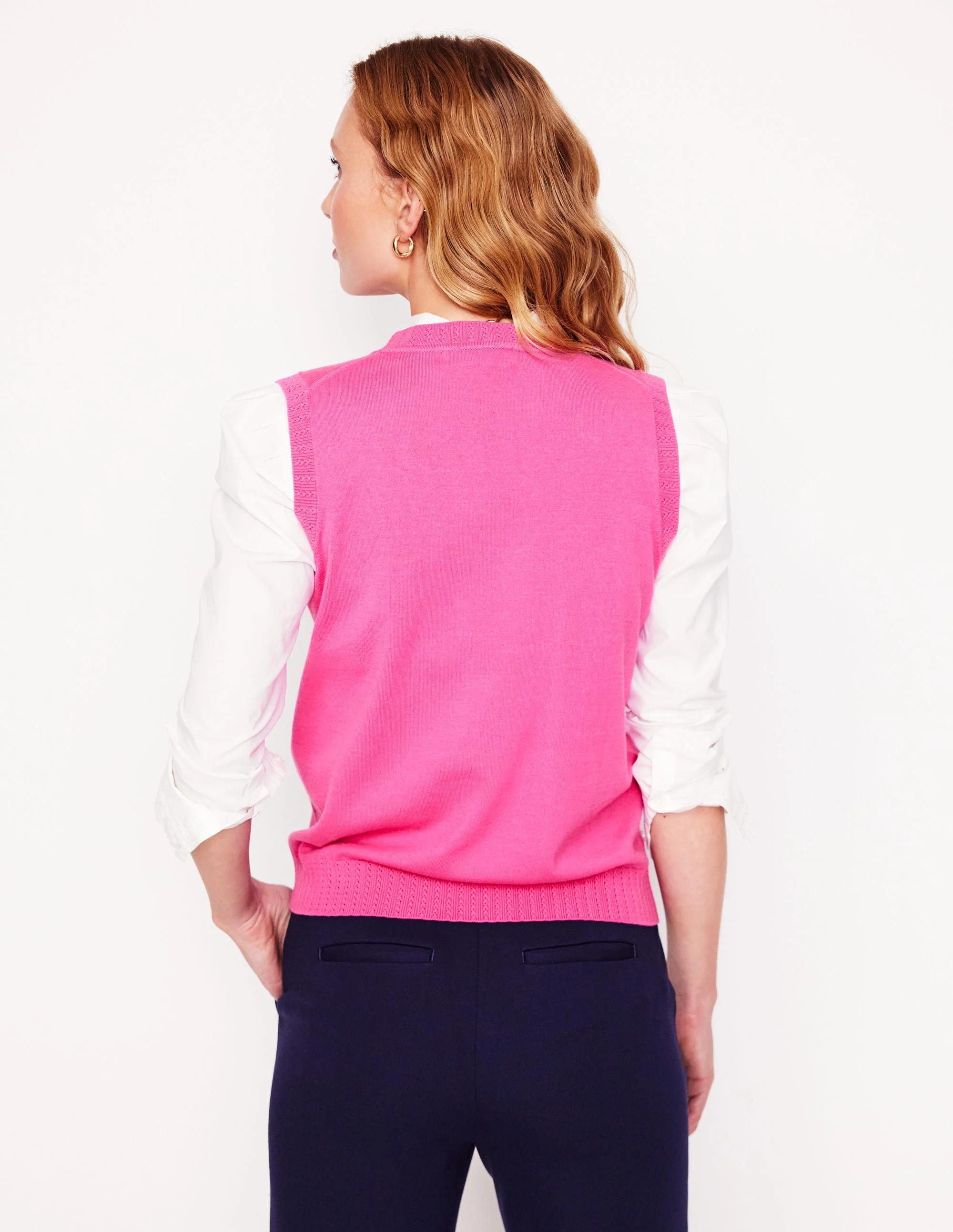 Emilia Cotton Crew Neck Vest-Tickled Pink - Image 3