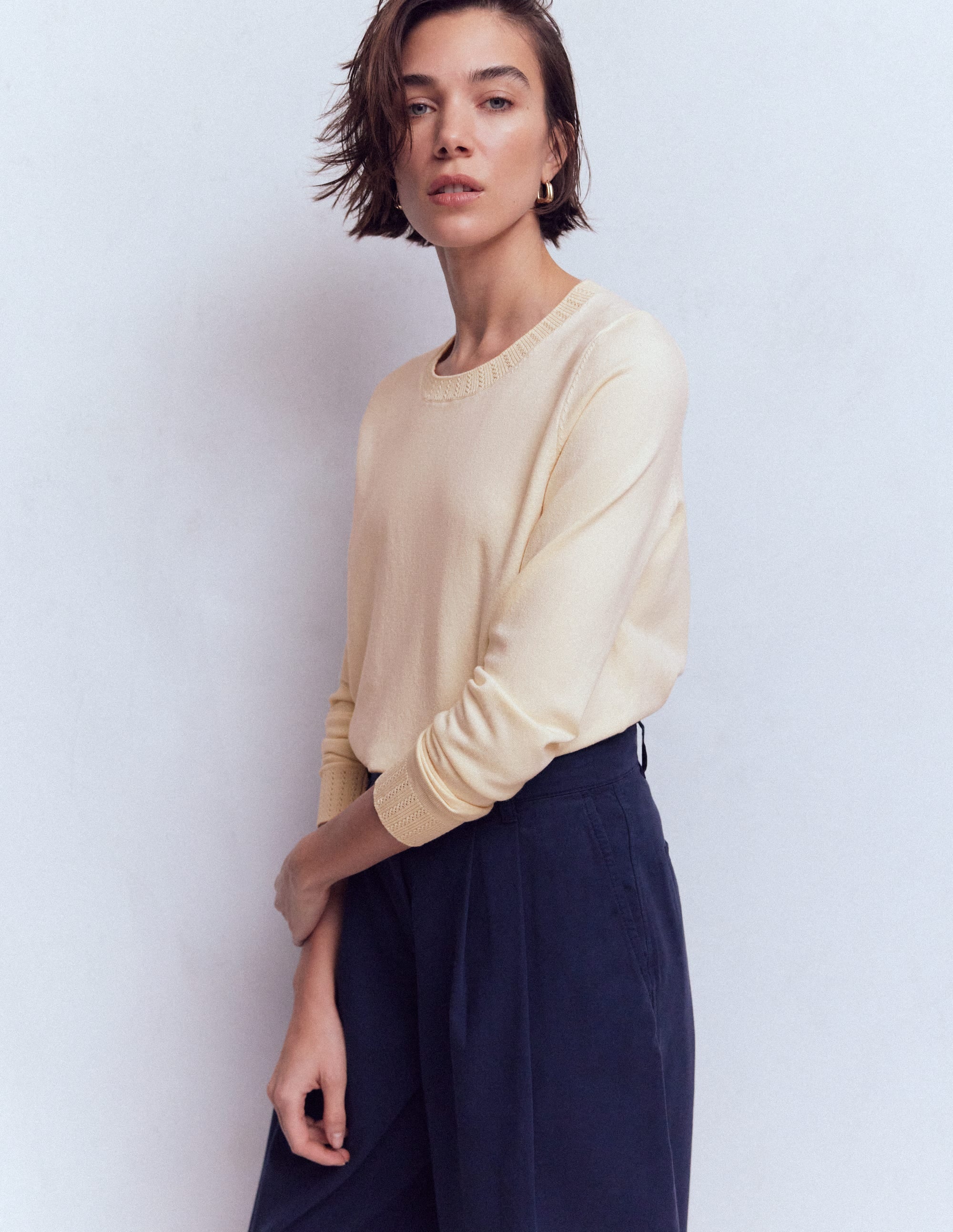 Emilia Cotton Crew Sweater-Warm Ivory - Image 4