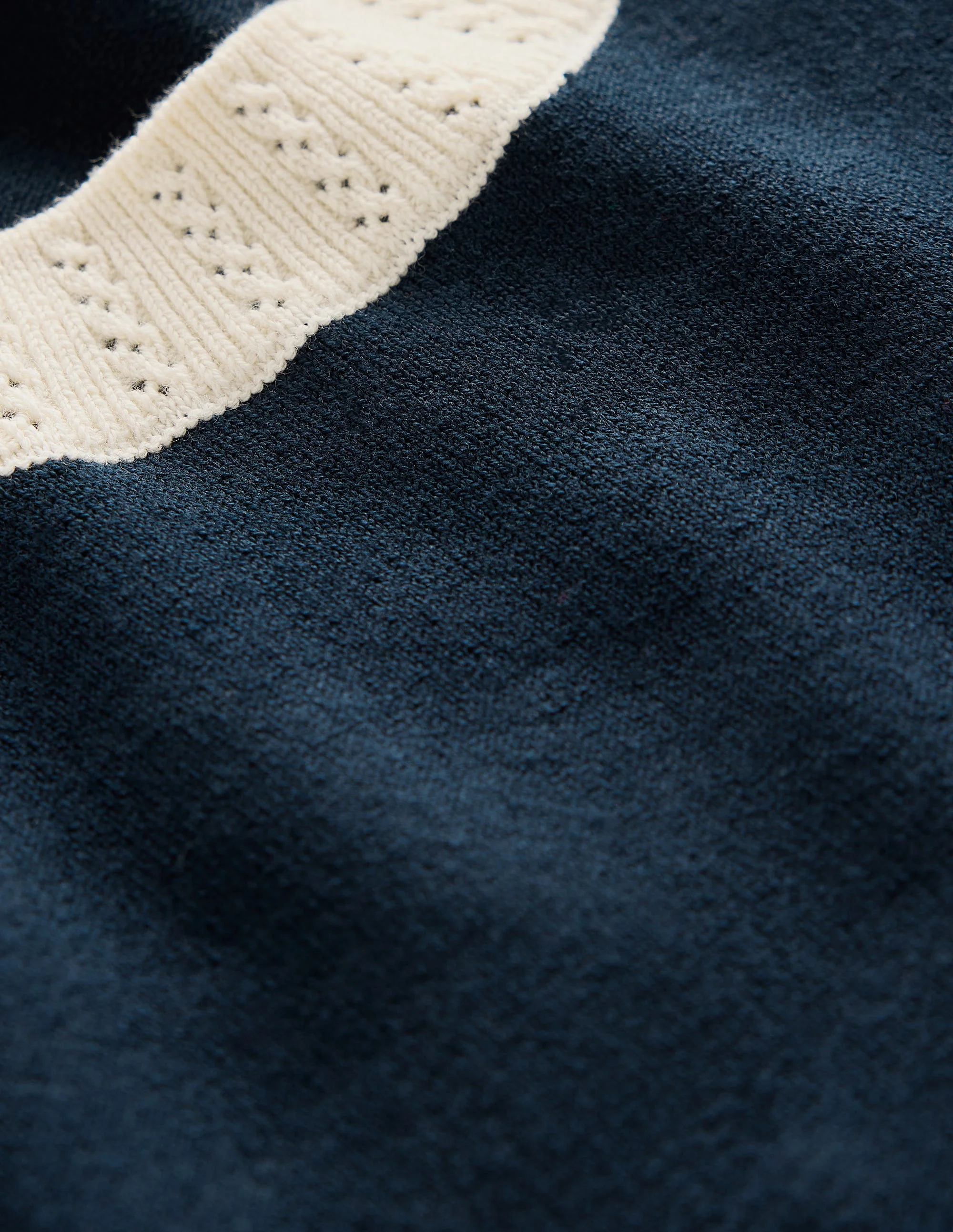Emilia Cotton Crew T-shirt-Navy, Warm Ivory - Image 9