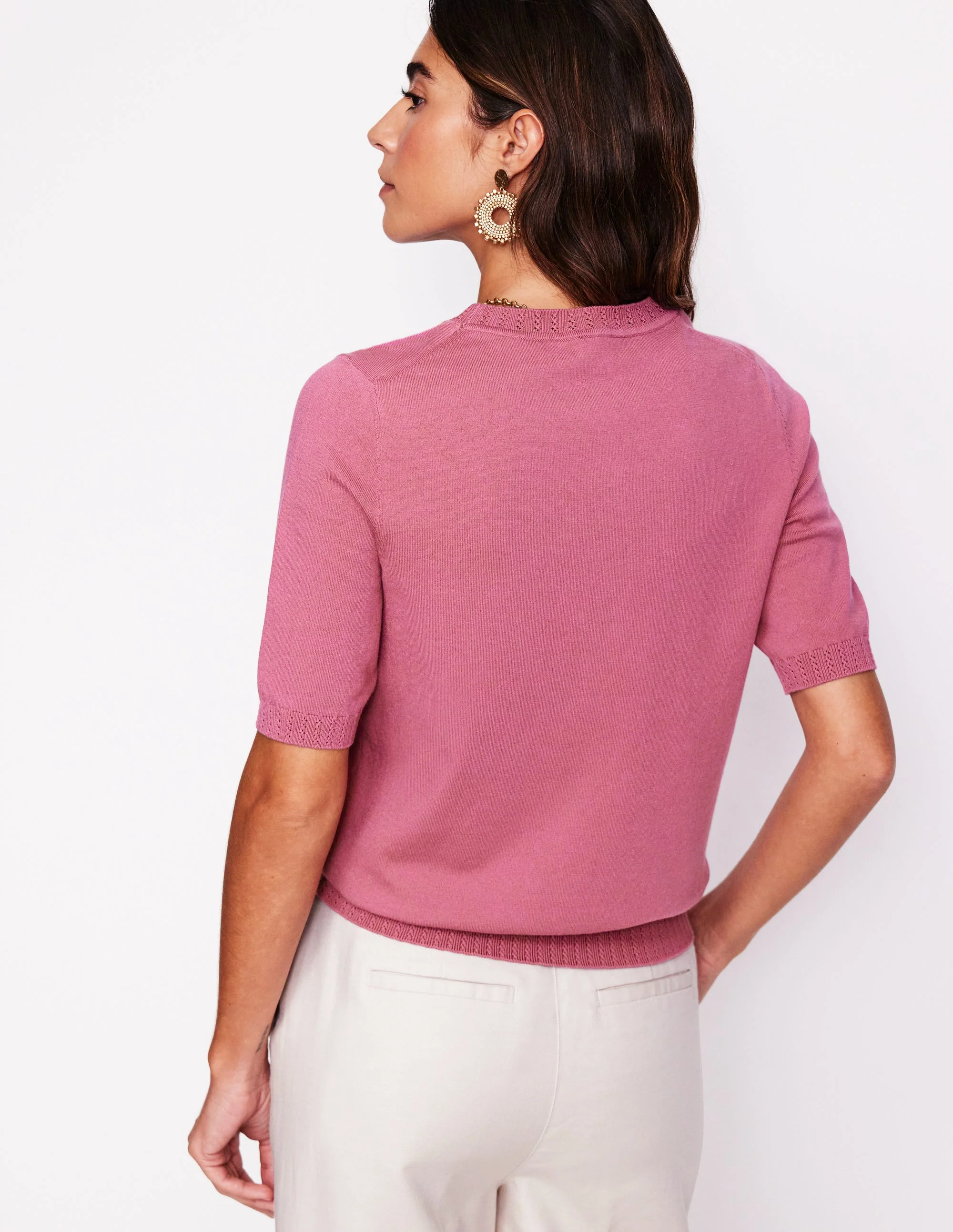 Emilia Cotton Crew T-shirt-Pink Heather - Image 3