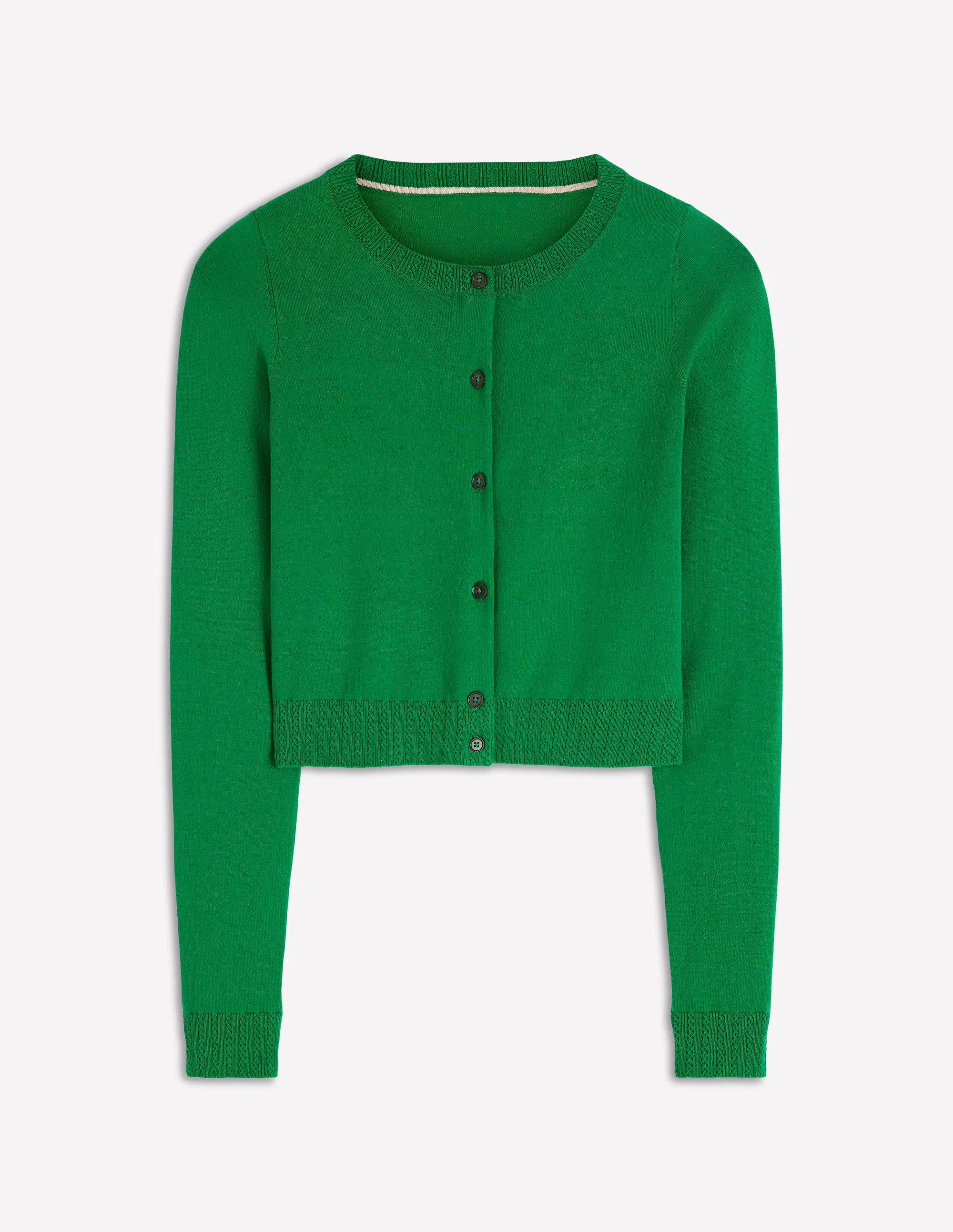 Emilia Cotton Cropped Cardigan-Rich Emerald - Image 5
