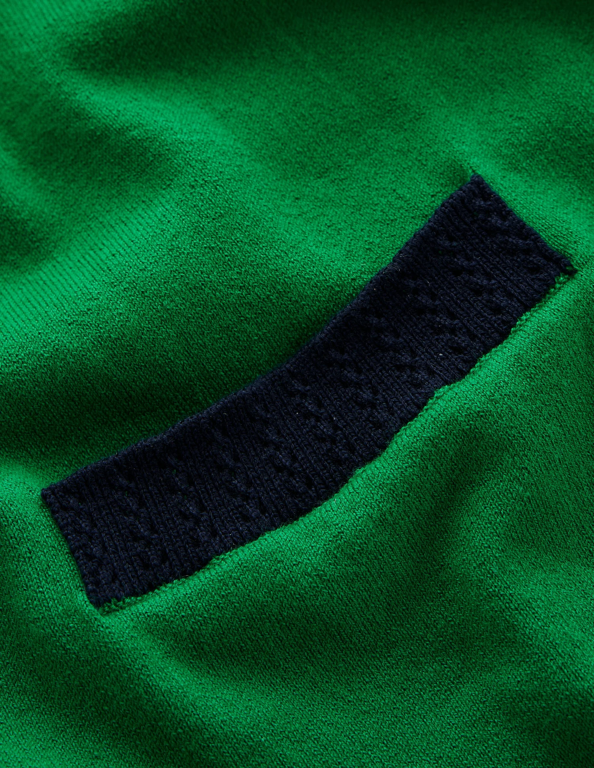 Emilia Cotton V Neck Cardigan-Rich Emerald/Navy - Image 6