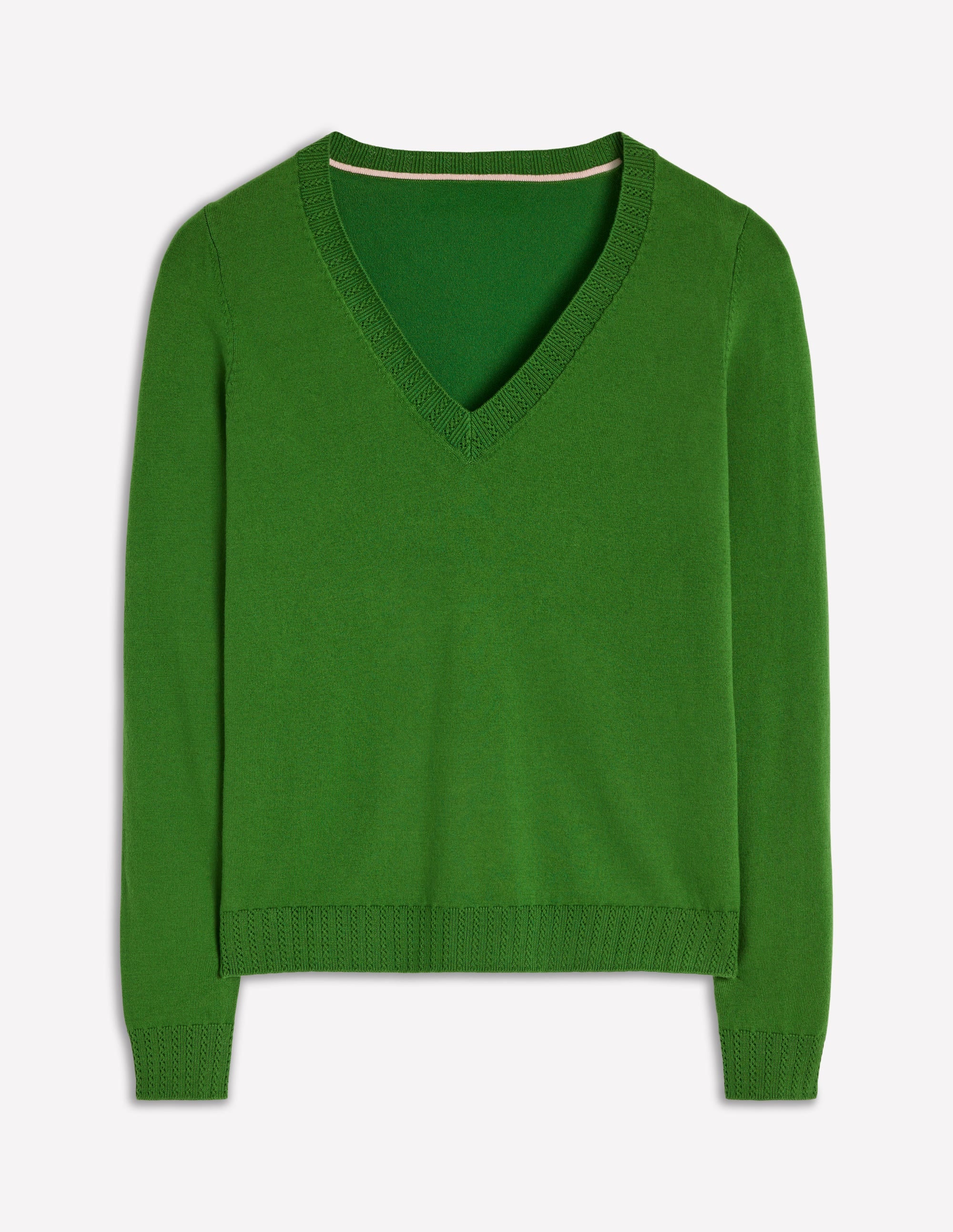Emilia Cotton V Neck Sweater-Promenade Green - Image 6