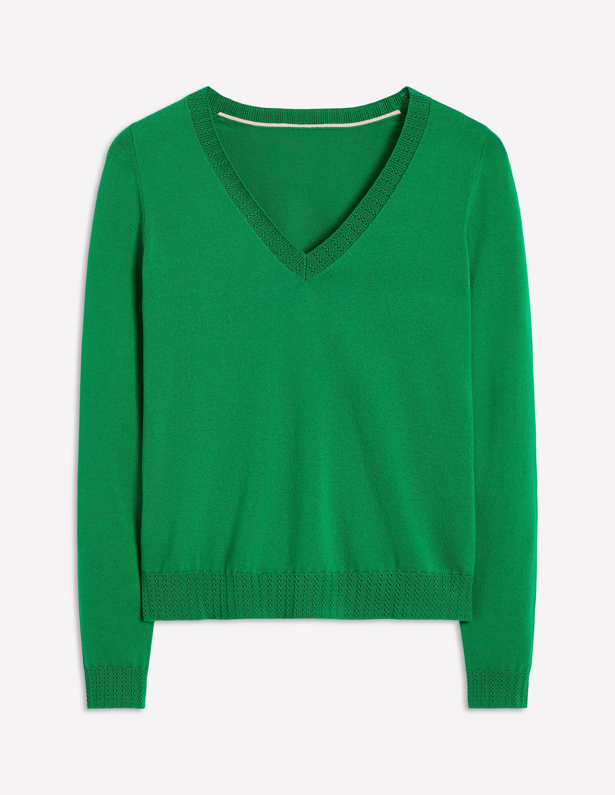 Emilia Cotton V Neck Sweater-Rich Emerald - Image 5