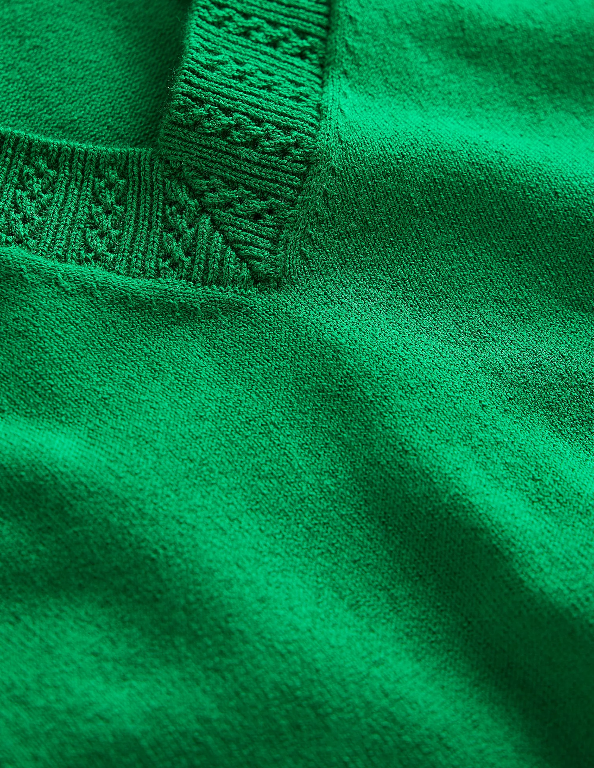Emilia Cotton V Neck Sweater-Rich Emerald - Image 6