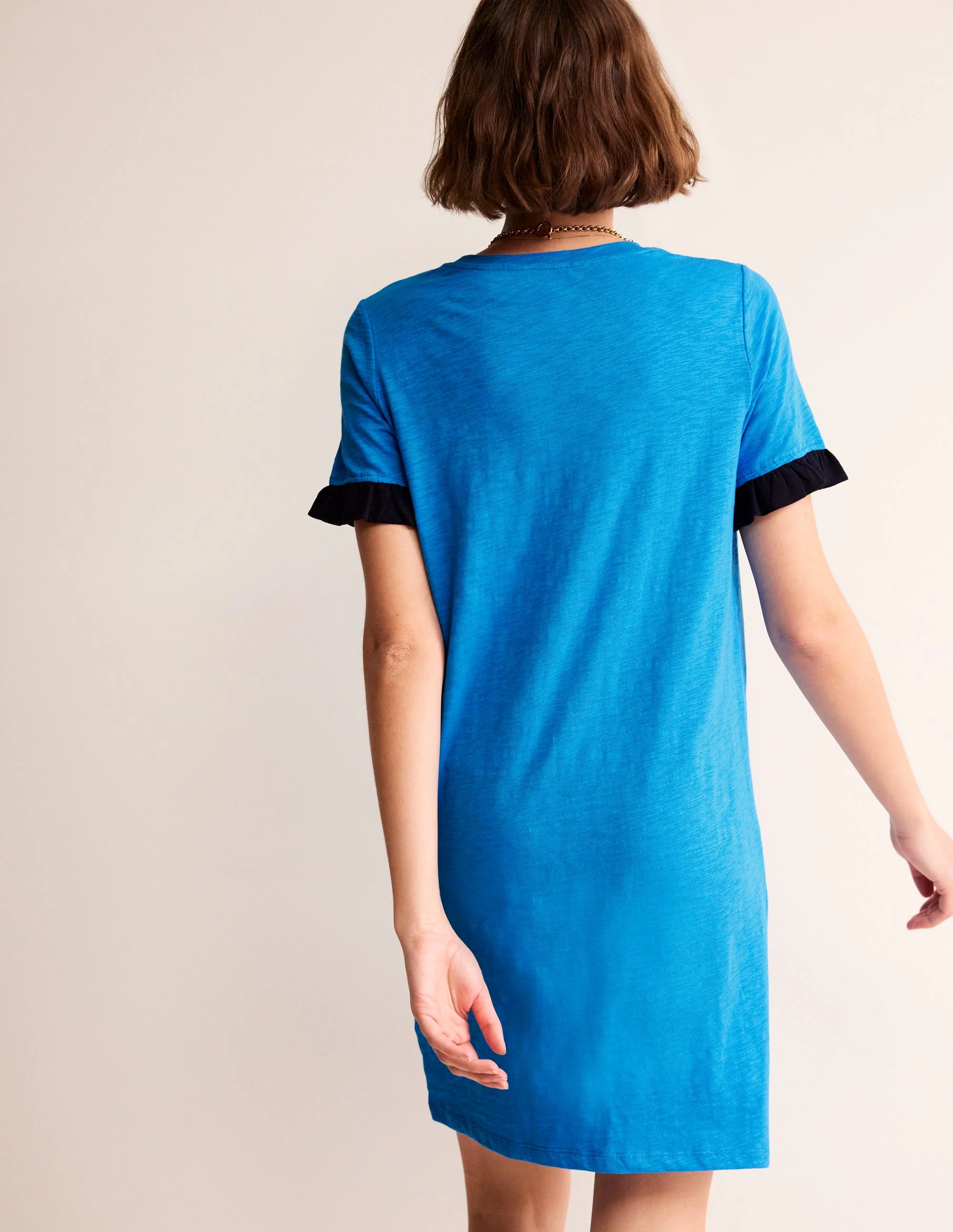 Emily Ruffle Cotton Dress-Brilliant Blue - Image 3