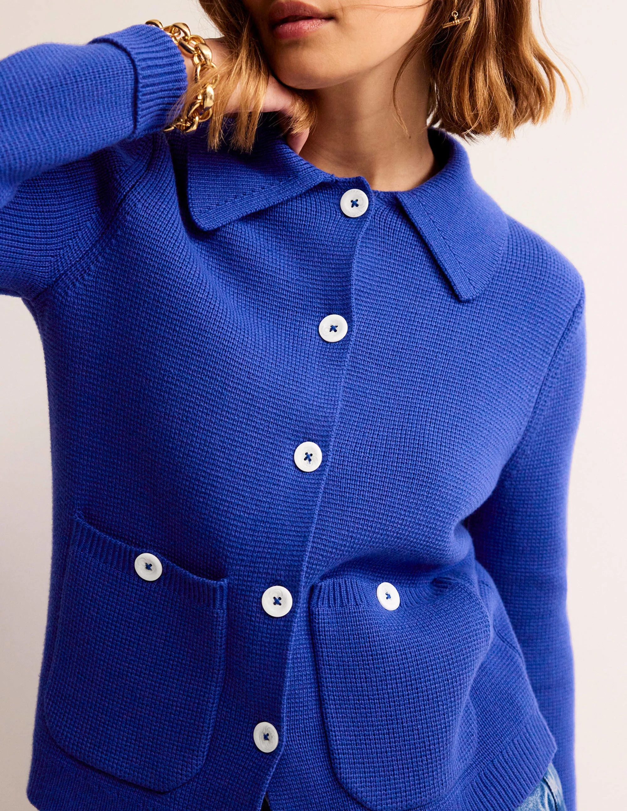 Emily Wool Blend Cardigan-Lapis - Image 2