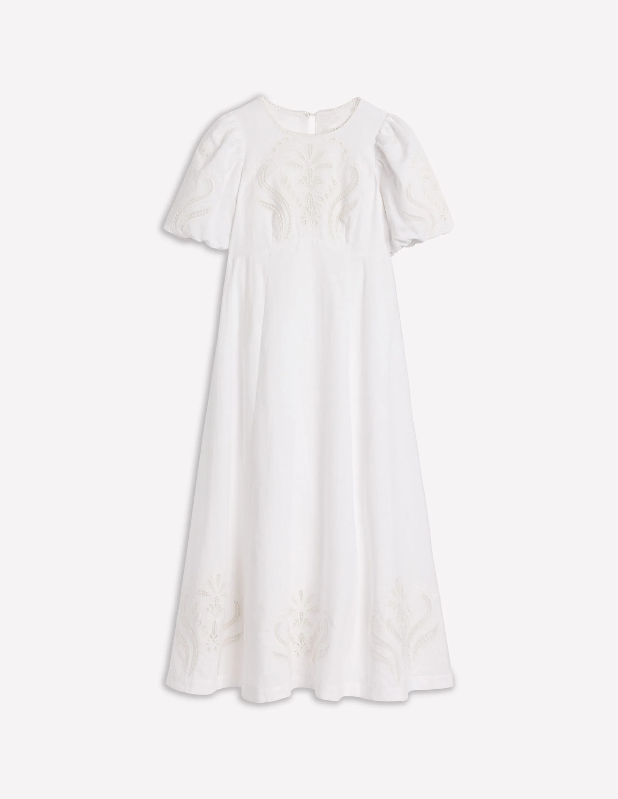 Empire Broderie Tea Dress-White - Image 6