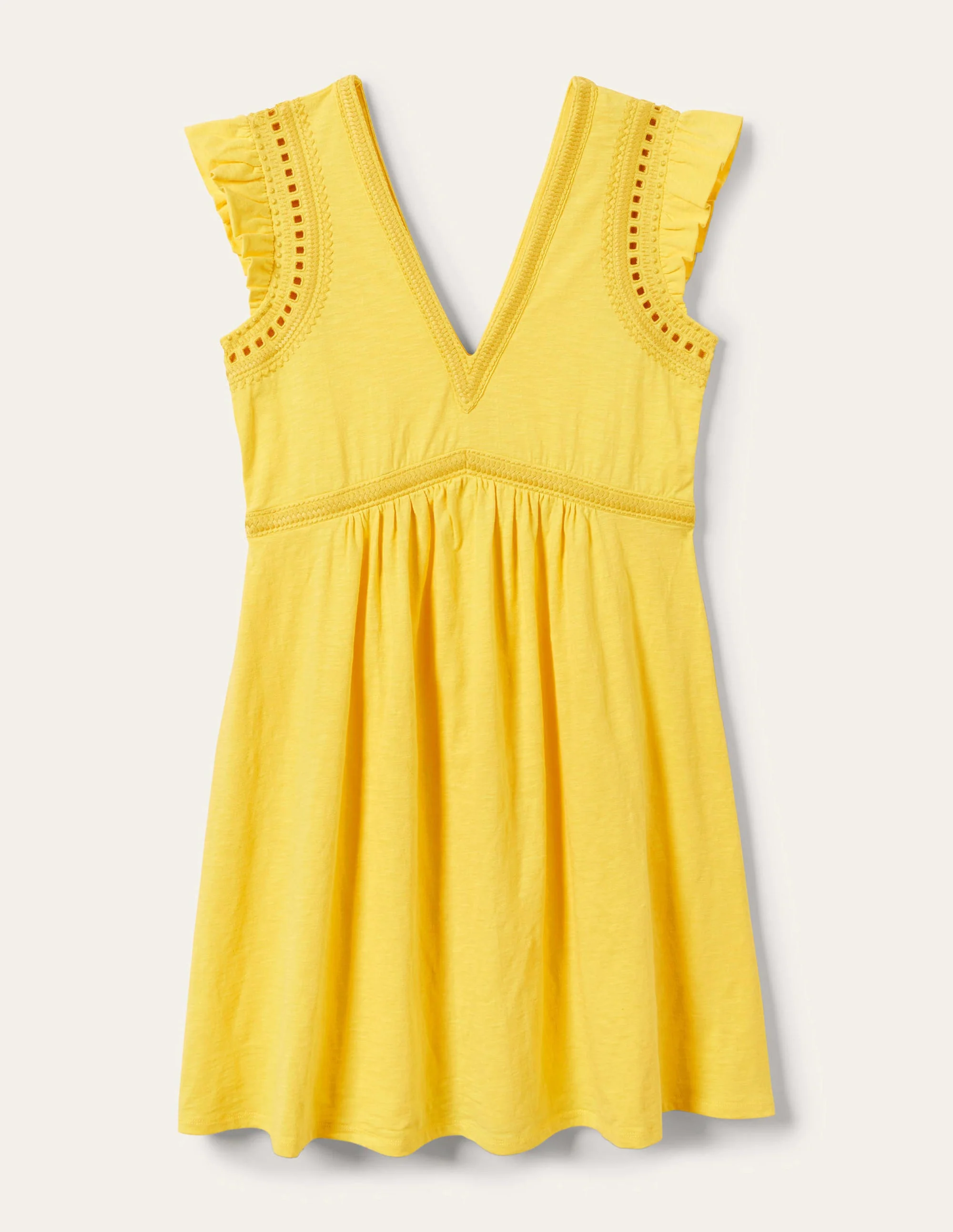 Empire Detail Jersey Dress-Lemon Fizz - Image 12