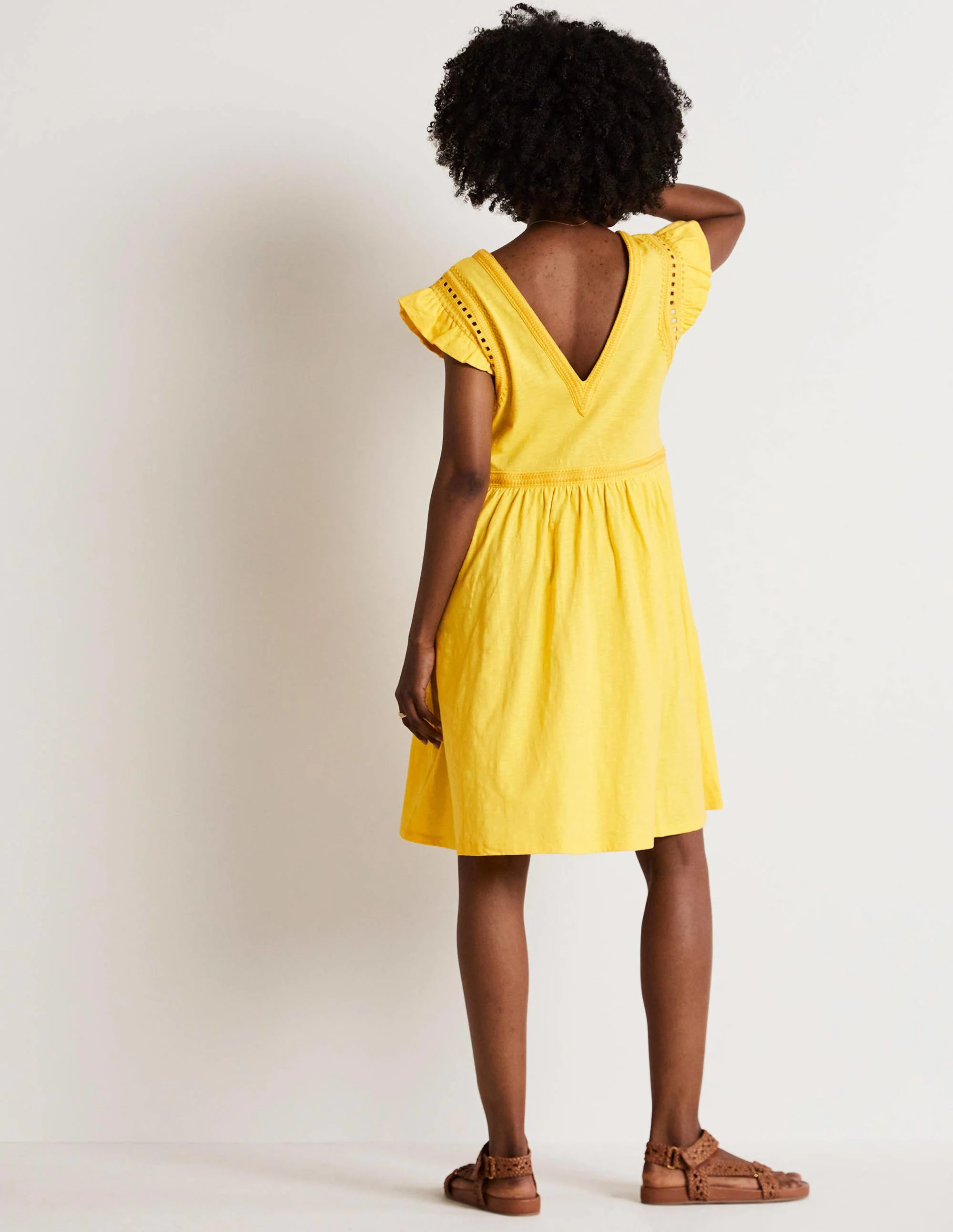 Empire Detail Jersey Dress-Lemon Fizz - Image 3