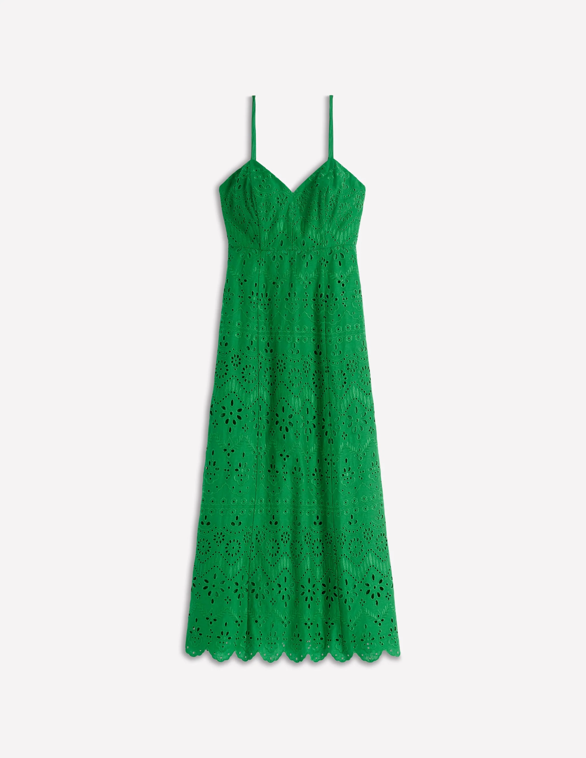 Empire Linen Broderie Dress-Rich Emerald Broderie - Image 7