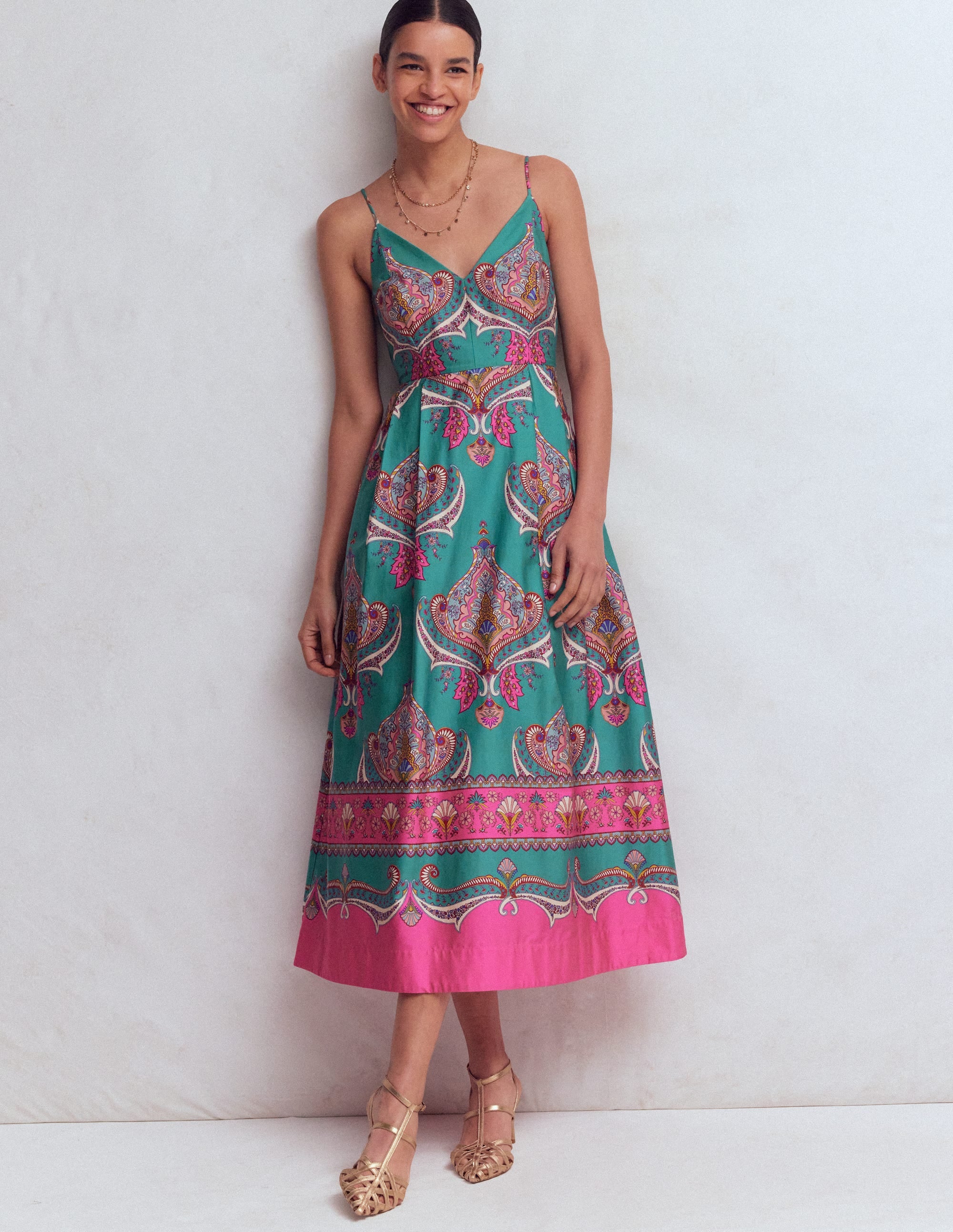 Empire Poplin Occasion Dress-Aurora Blue,  Ornamental Charm - Image 2