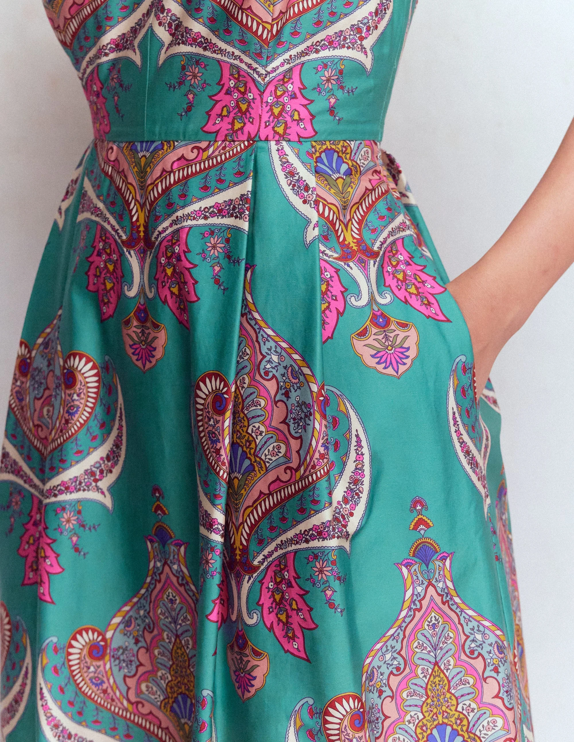 Empire Poplin Occasion Dress-Aurora Blue,  Ornamental Charm - Image 3