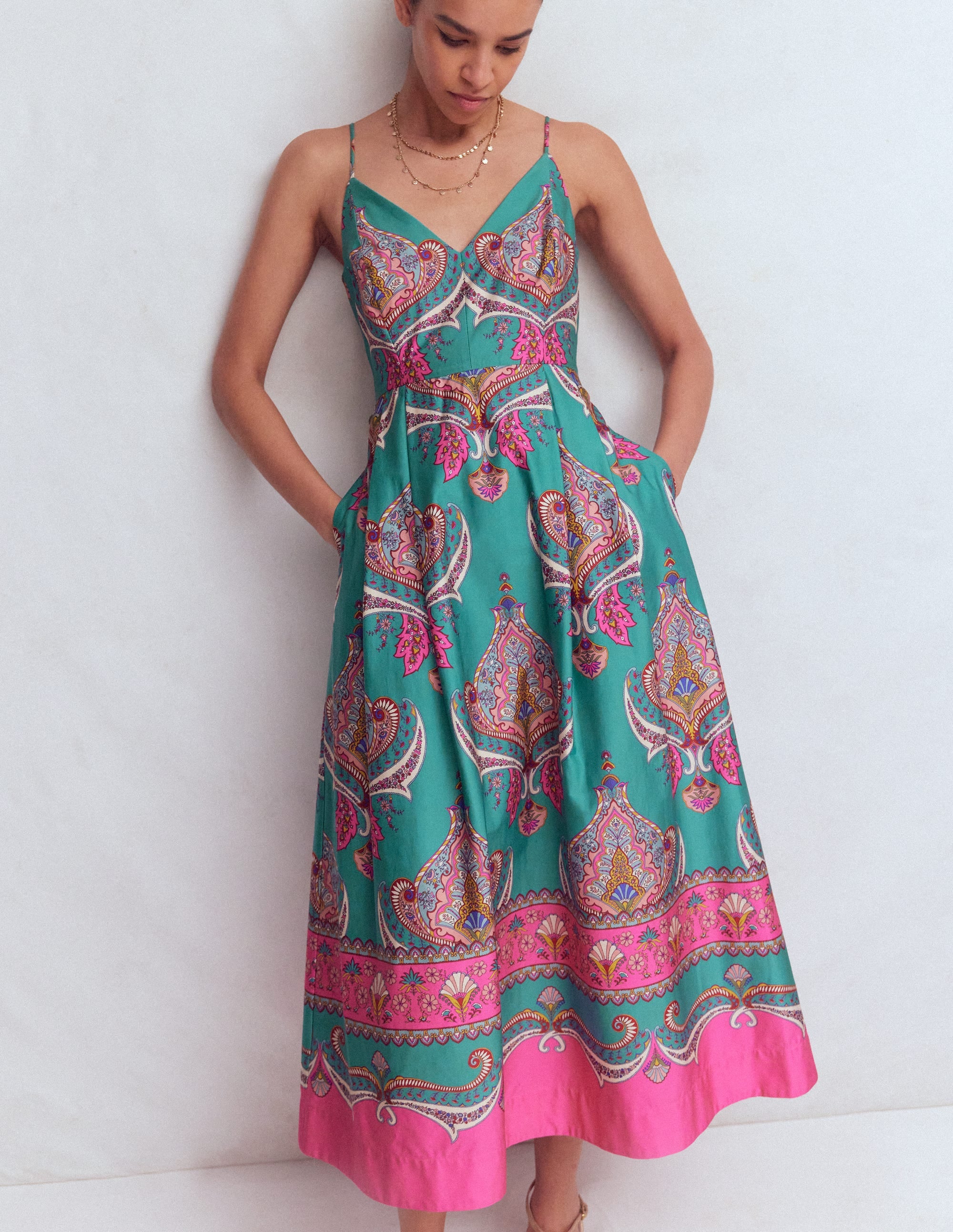 Empire Poplin Occasion Dress-Aurora Blue,  Ornamental Charm - Image 5