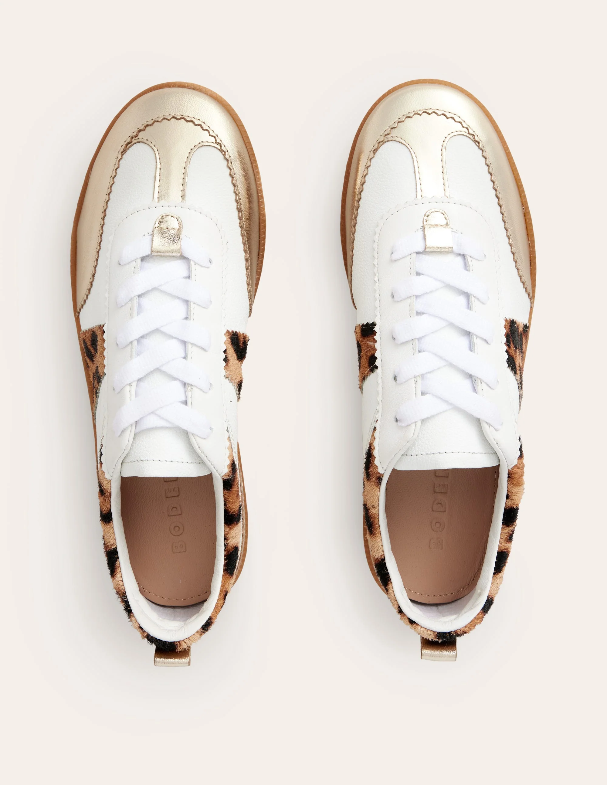 Erin Retro Tennis Trainers-Off White/ Classic Leopard - Image 5