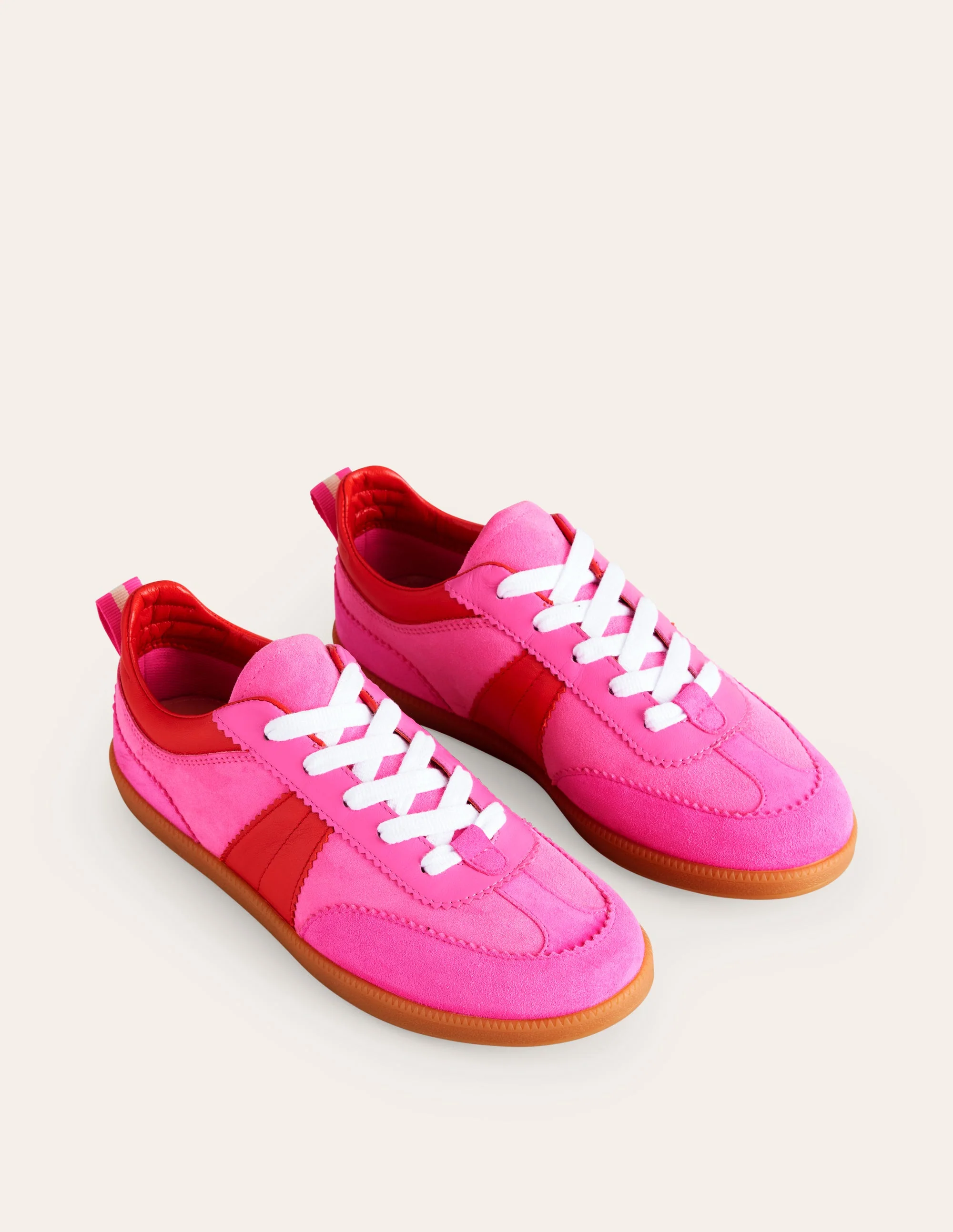 Erin Retro Tennis Trainers-Pink Colourblock - Image 3
