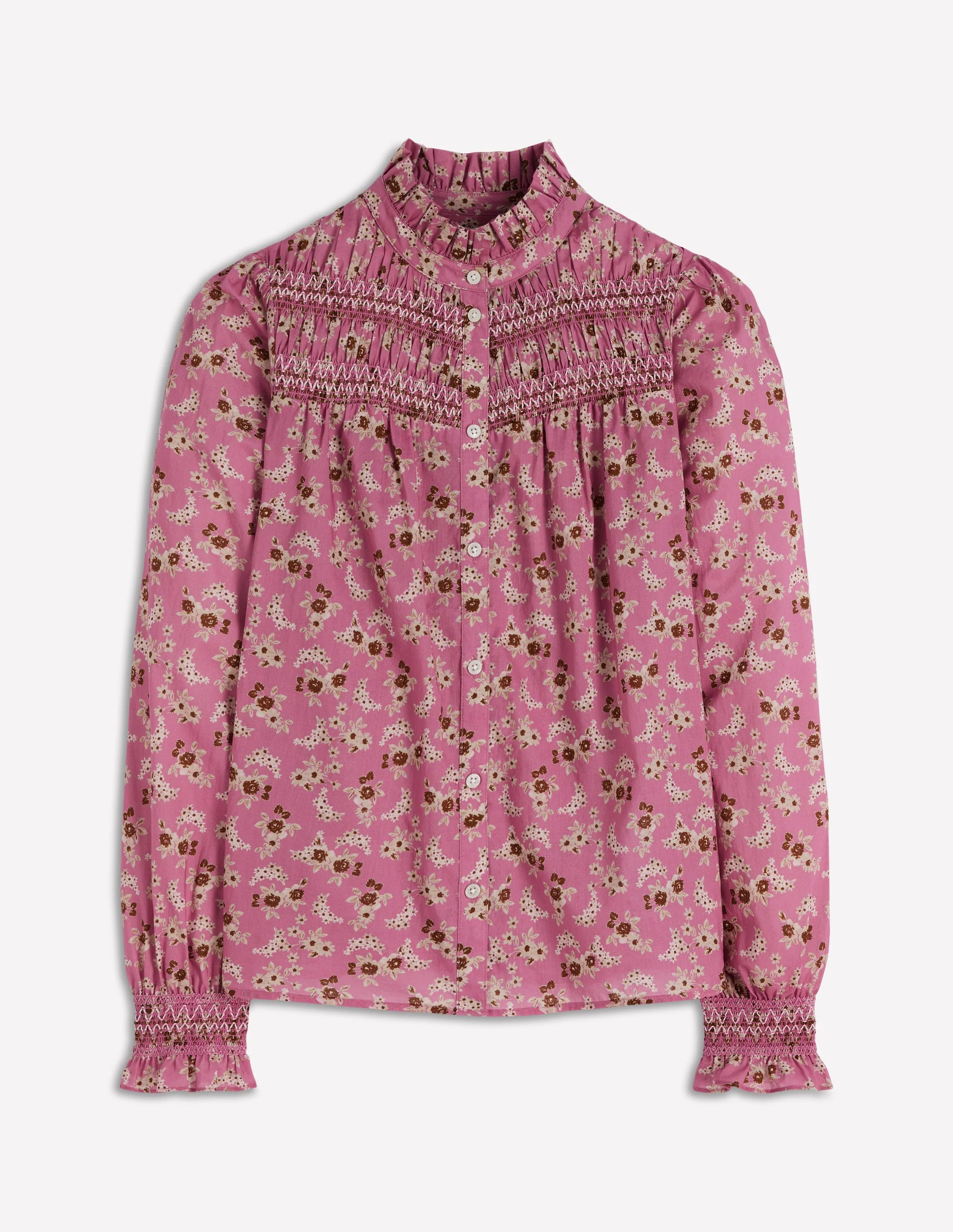 Esme Smocked Detail Frill Top-Orchid Purple, Dainty Blooms - Image 7