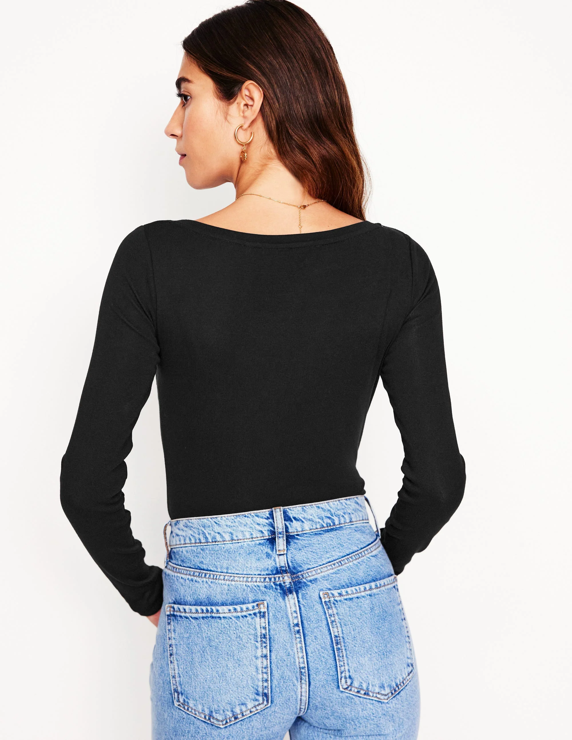 Essential Boat-Neck Jersey Top-Black - Image 3
