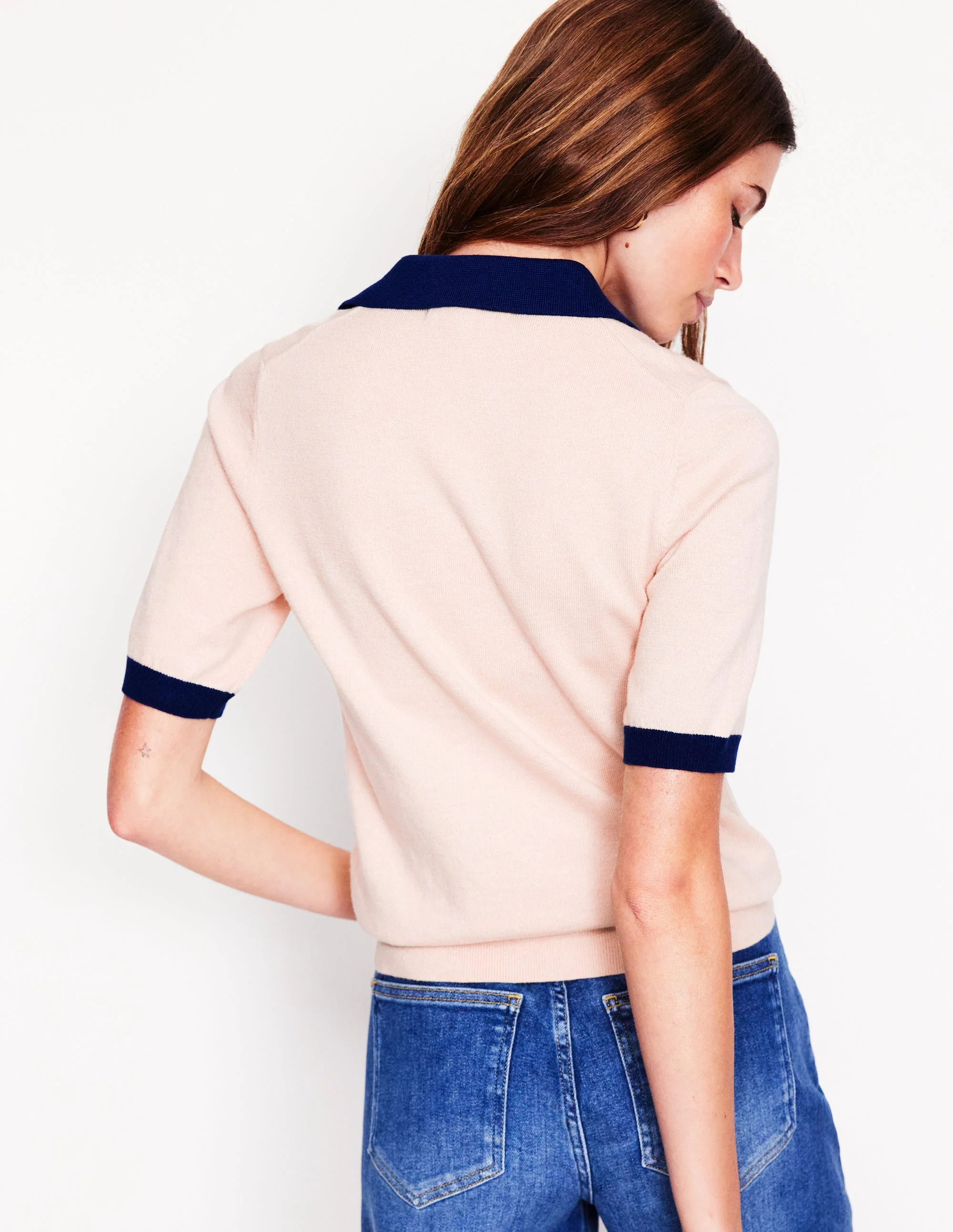 Estelle Henley Knitted T-Shirt-Oatmeal Melange - Image 4