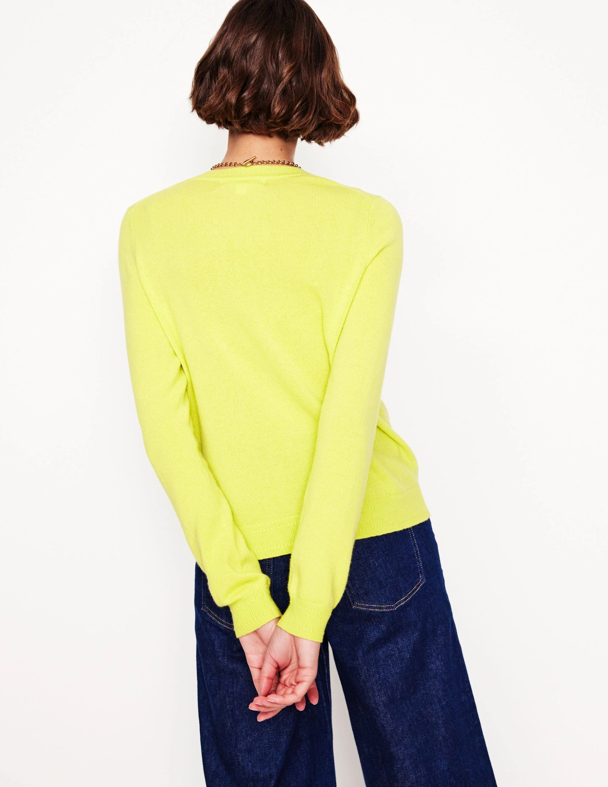 Eva Cashmere Crew Neck Jumper-Soda Yellow - Image 3