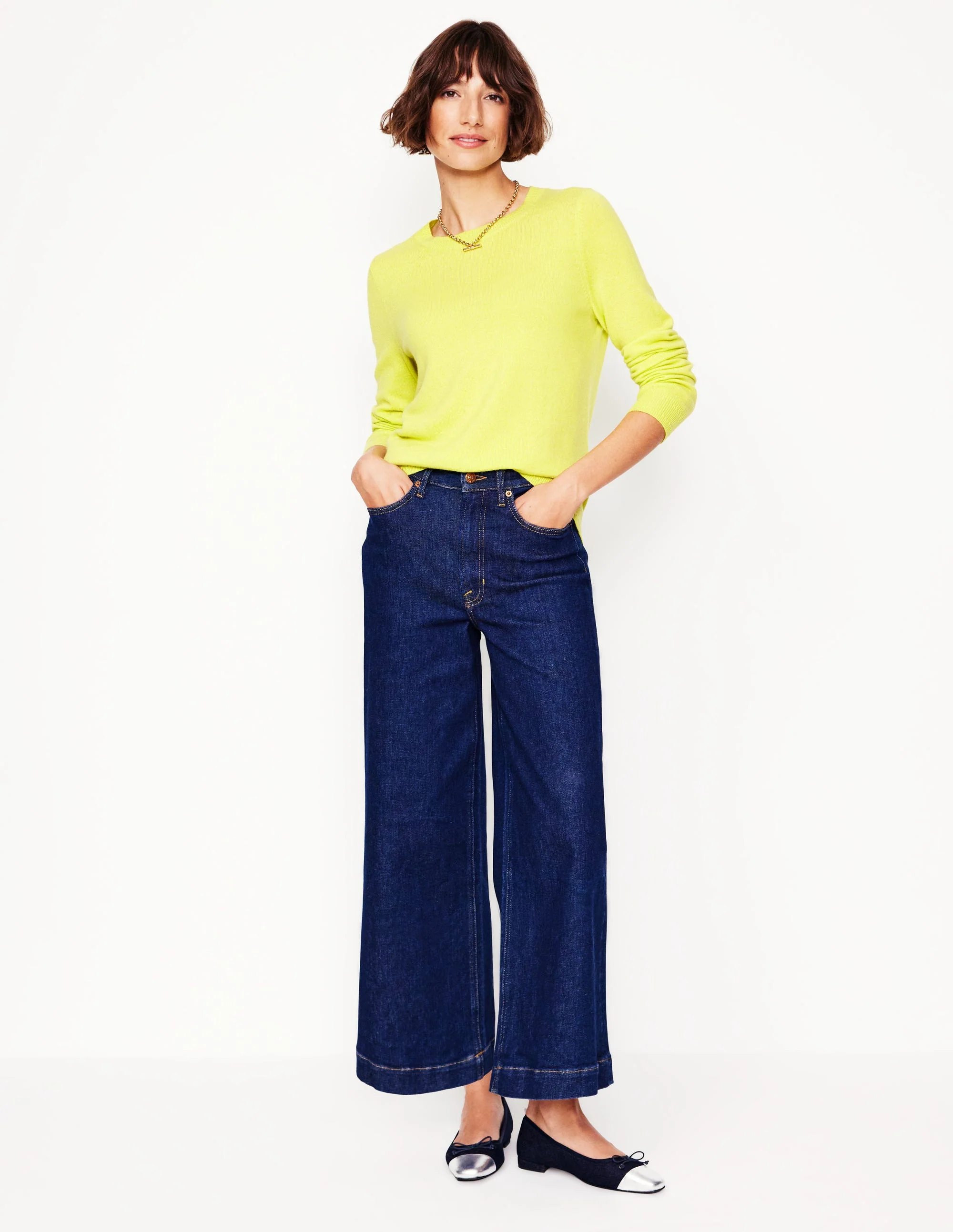 Eva Cashmere Crew Neck Jumper-Soda Yellow - Image 4