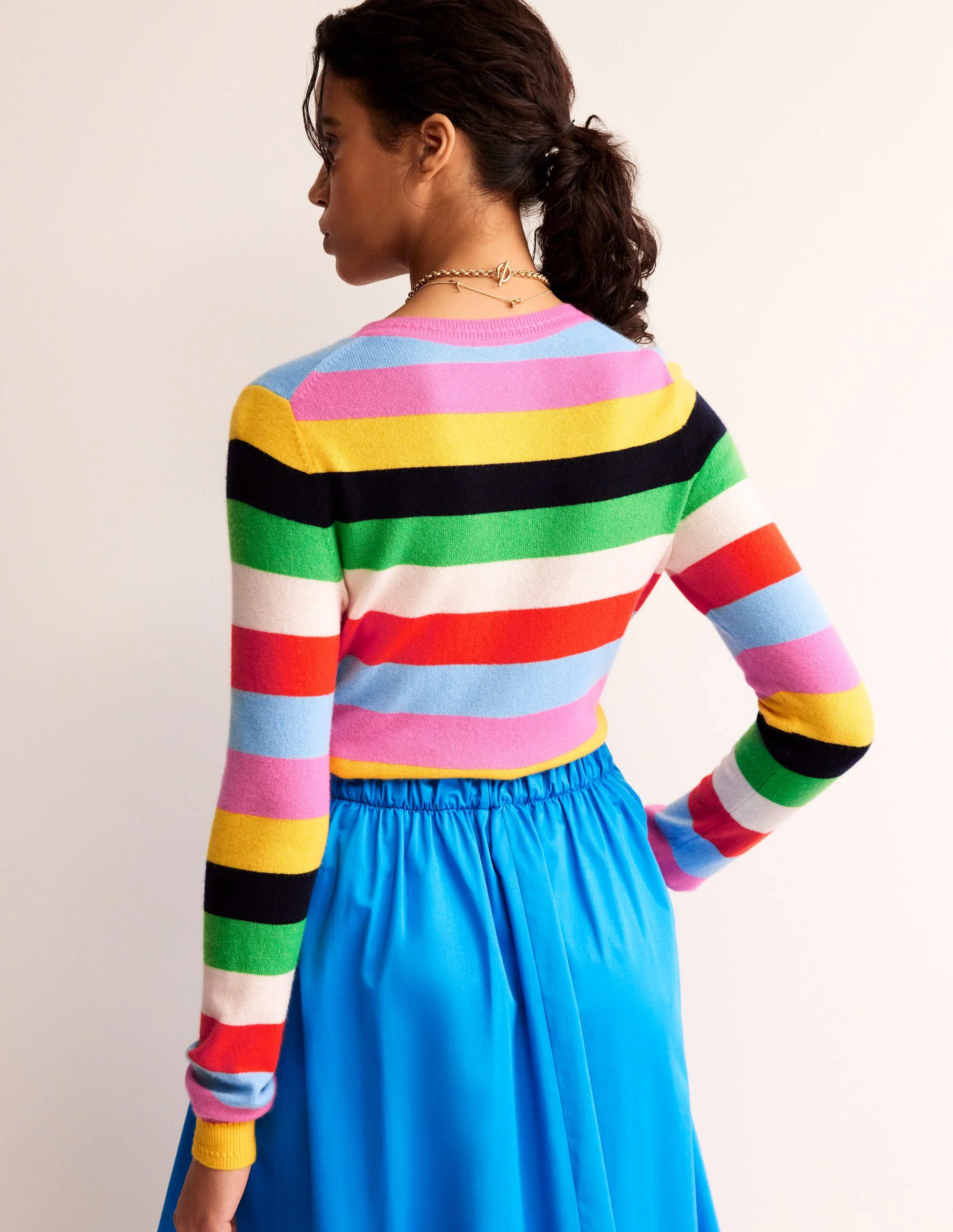 Eva Cashmere Crew Neck Sweater-Air Blue, Party Pink - Image 4