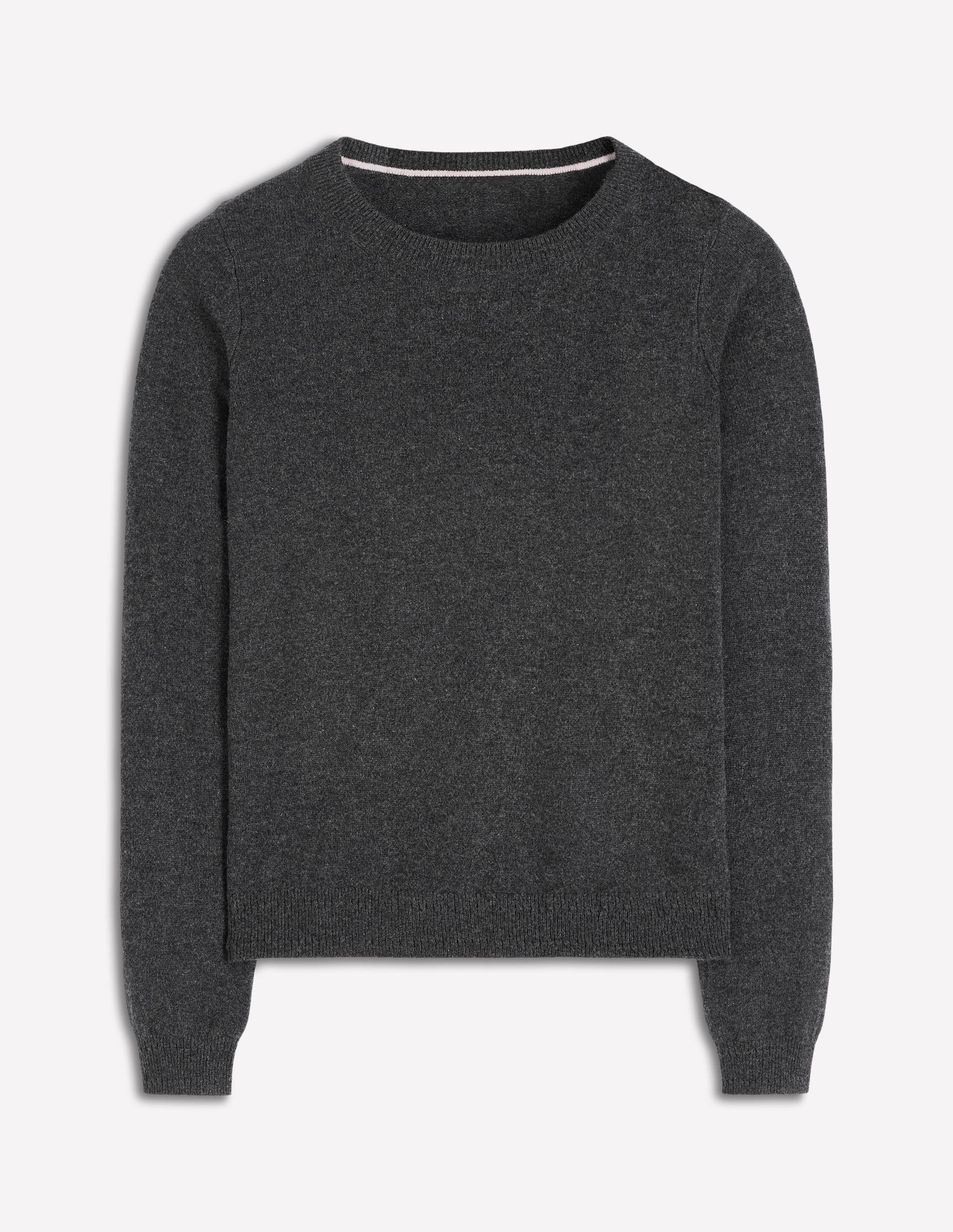 Eva Cashmere Crew Neck Sweater-Charcoal Melange - Image 5
