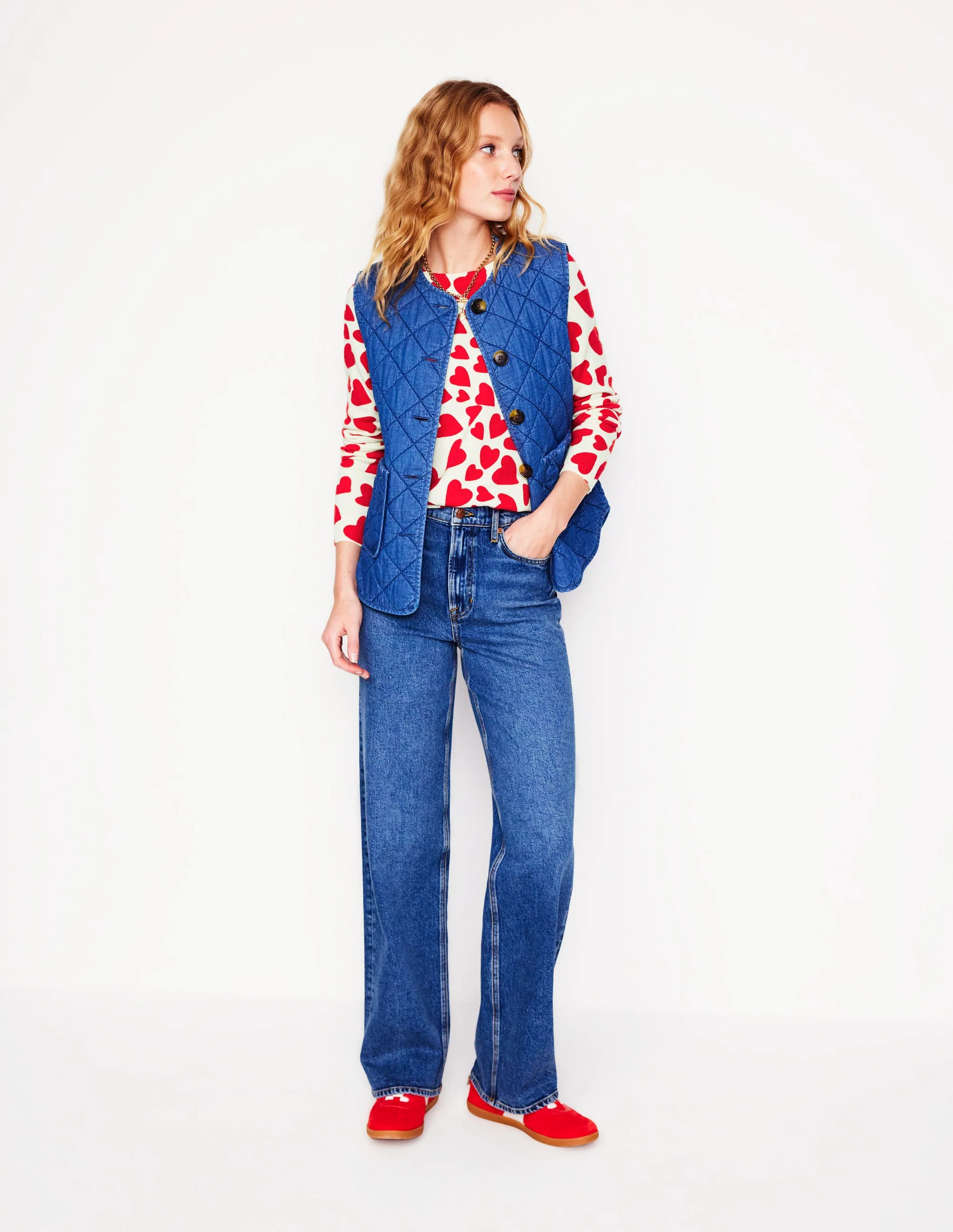 Eva Cashmere Crew Neck Sweater-Ivory, Heart Cluster - Image 5