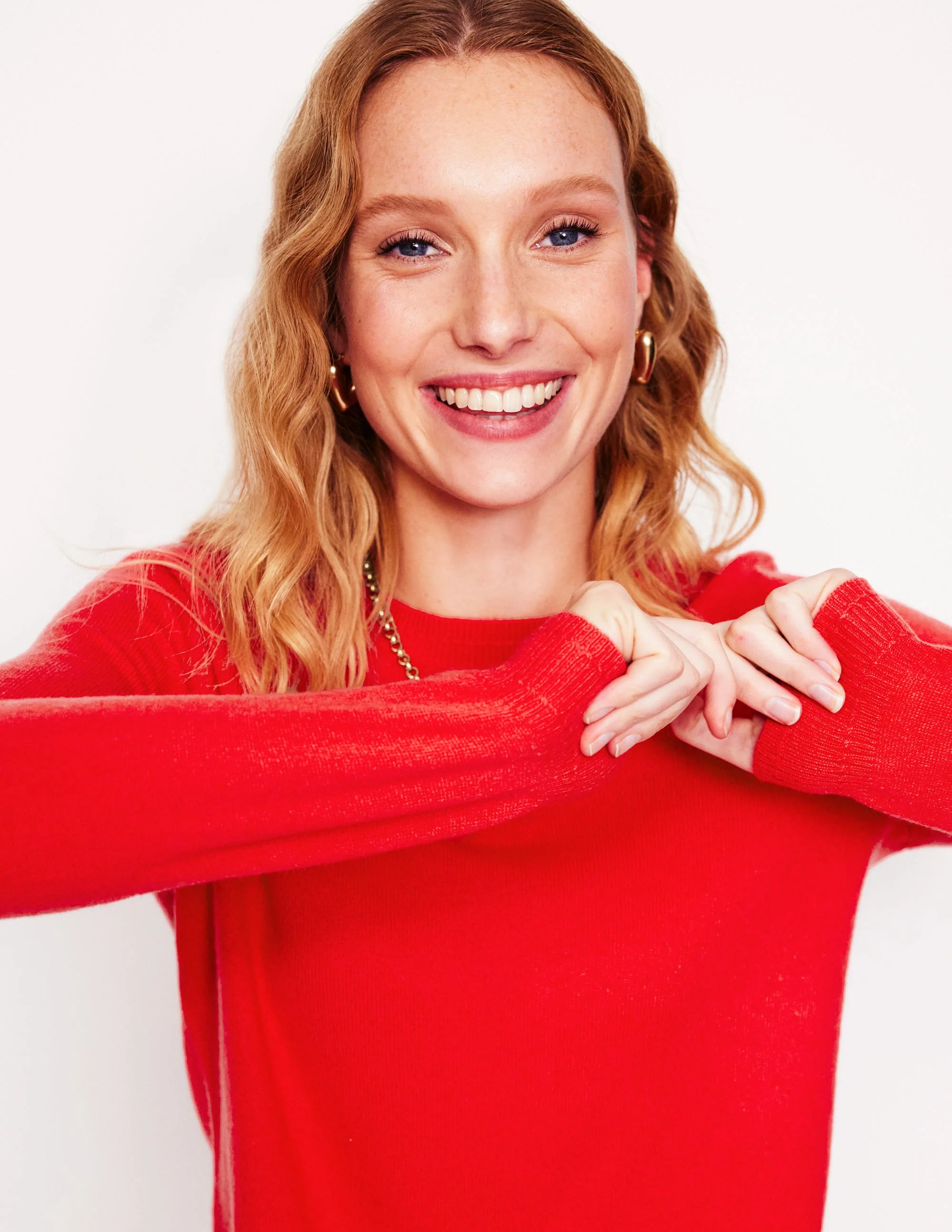 Eva Cashmere Crew Neck Sweater-Strawberry Tart Red - Image 2