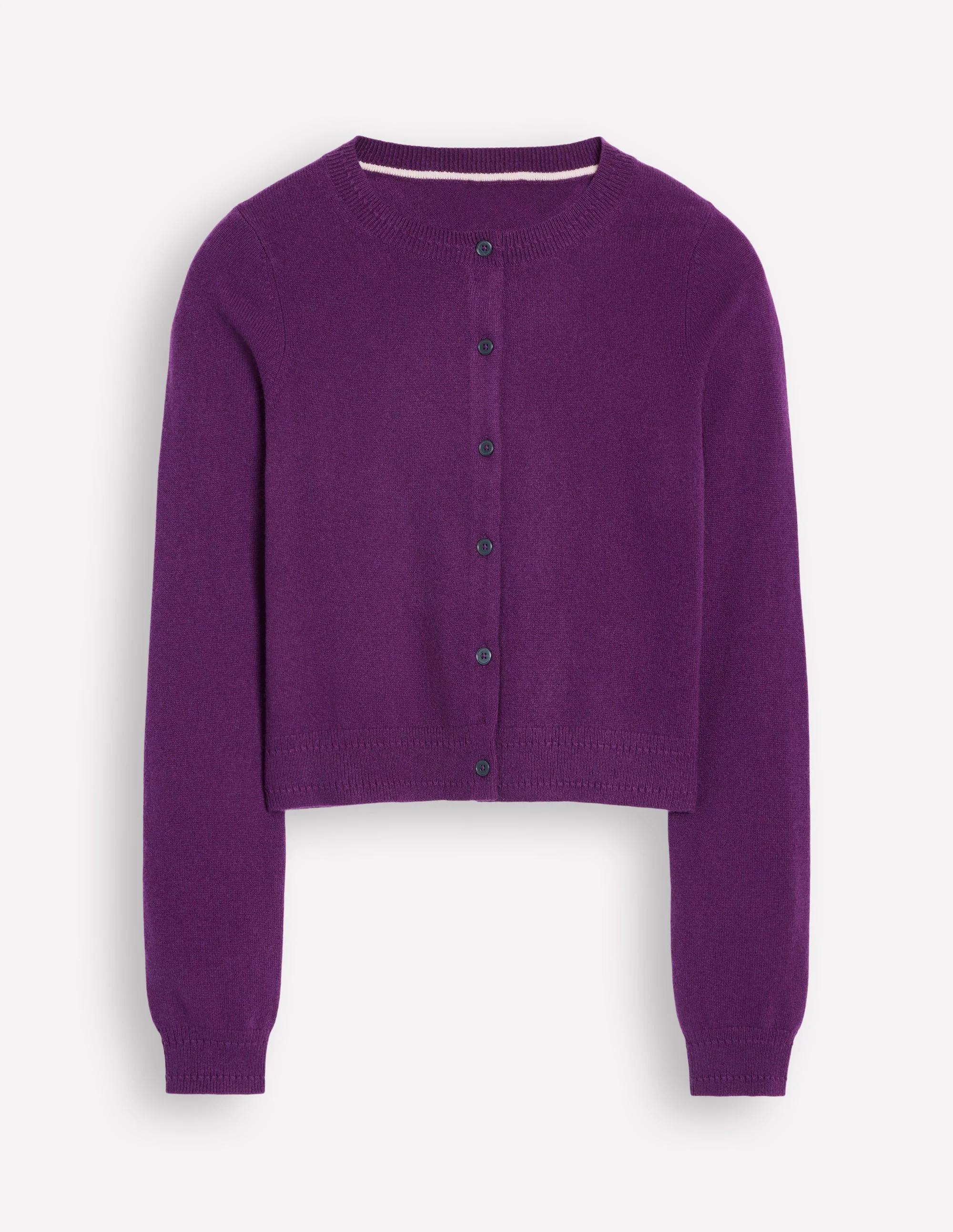 Eva Cashmere Cropped Cardigan-Damson Purple - Image 5